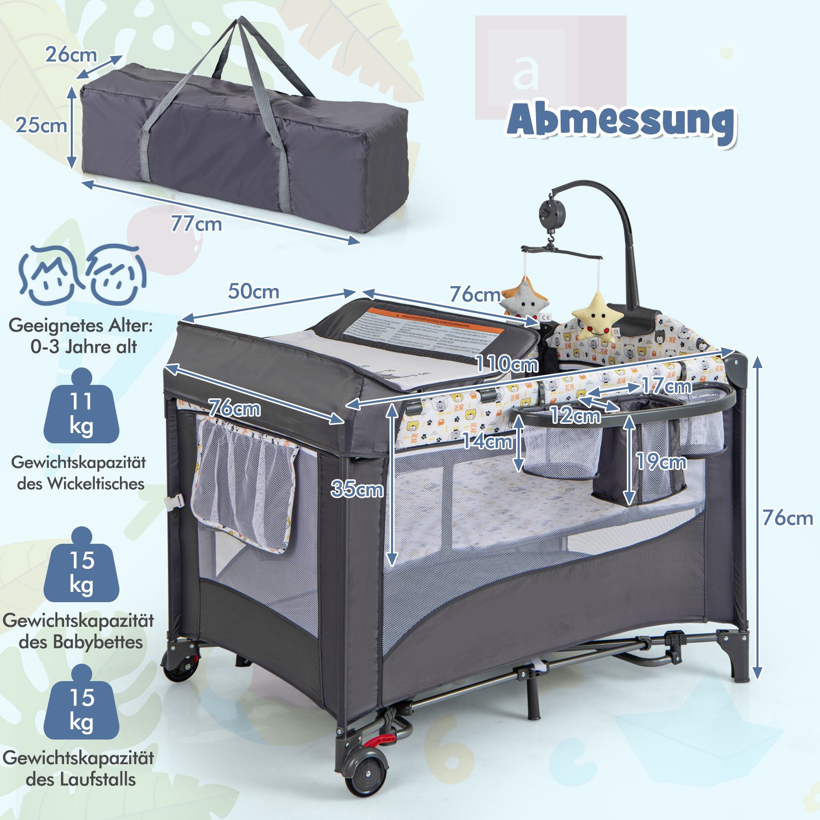 COSTWAY Beistellbett, 5 in 1 Babybett, günstig online kaufen