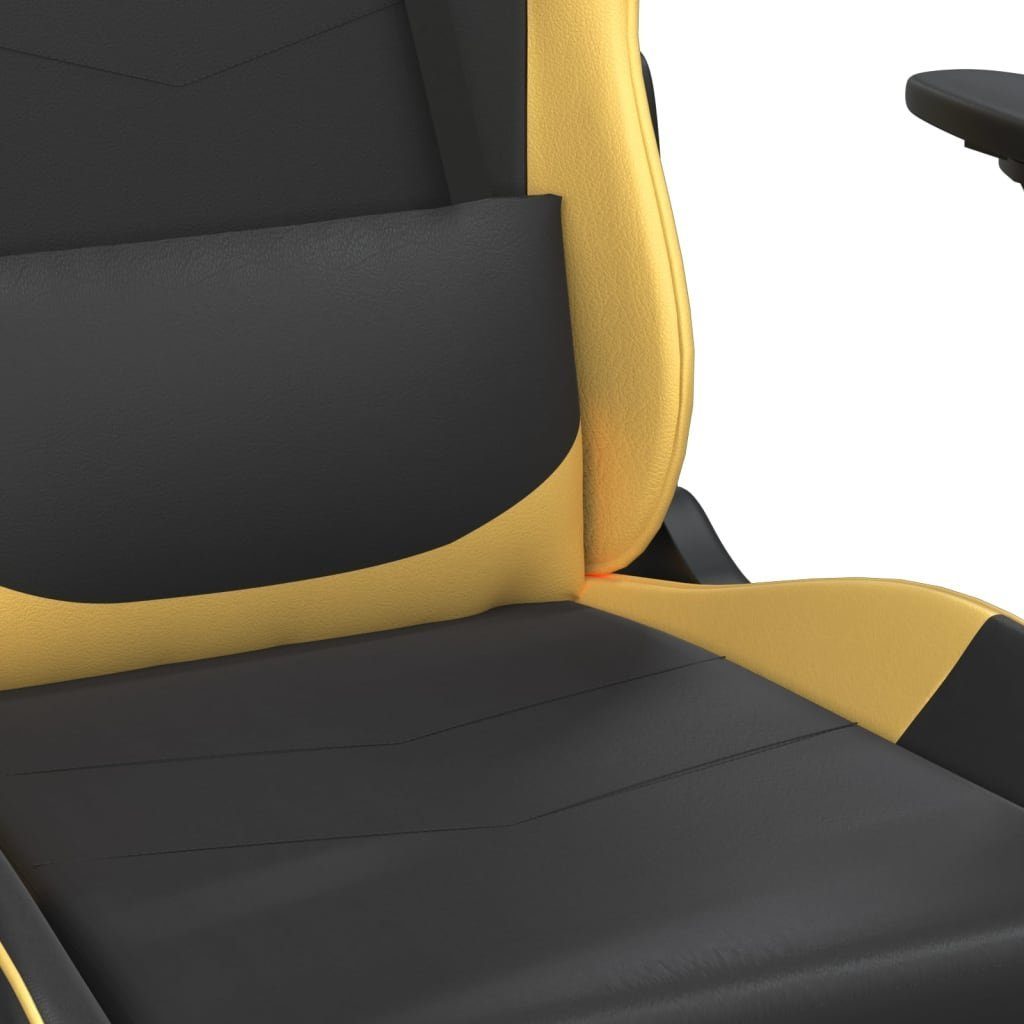 vidaXL und Fußstütze Schwarz Golden Schwarz Golden Gaming-Stuhl (1 | St) Golden Kunstleder Schwarz mit und Gaming-Stuhl und