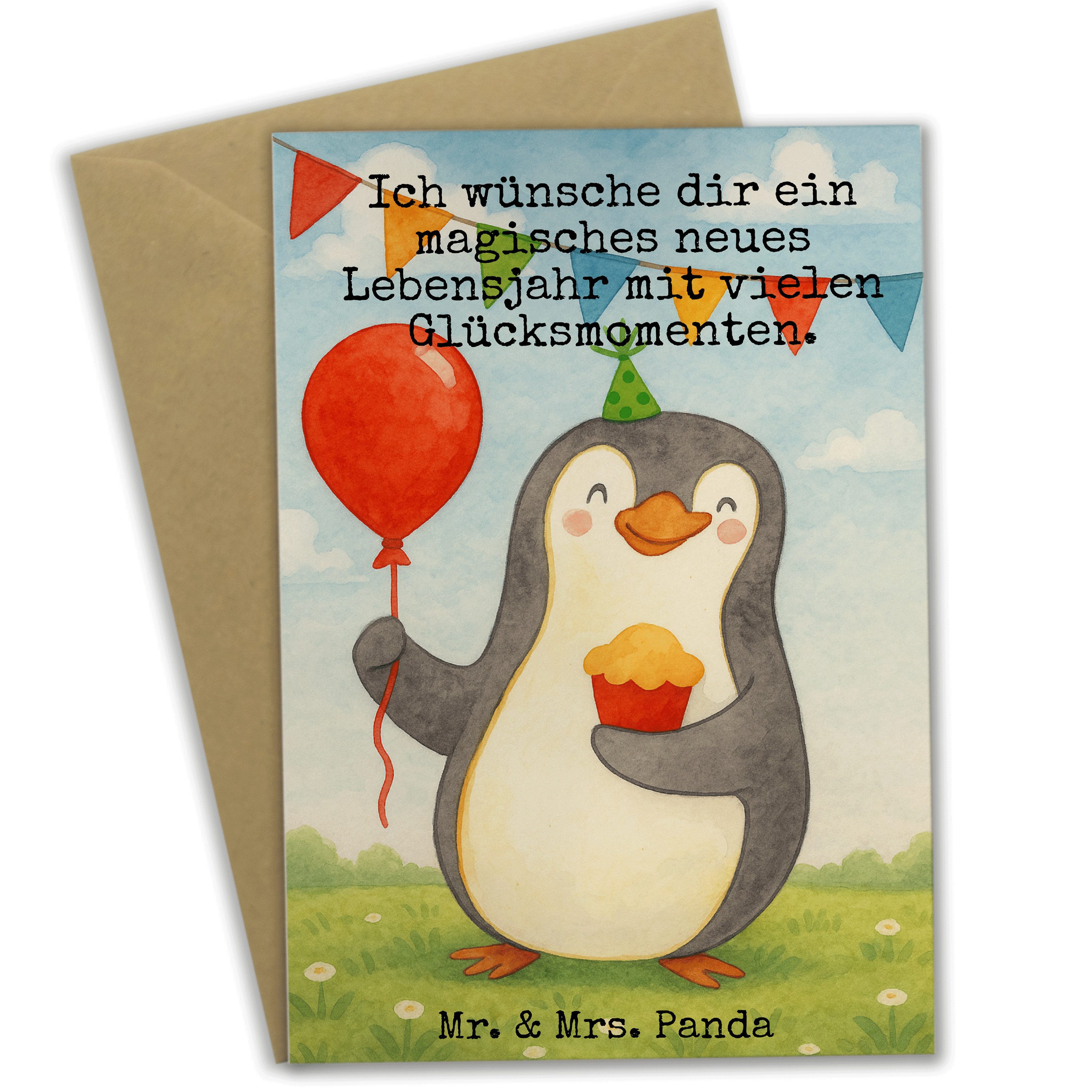 Mr. & Mrs. Panda Grußkarte Pinguin Geburtstag Design, Grußkarte, Weiß, Muffin, Party, Kerze, ska, Hochzeitskarte Karte Ansichtskarten