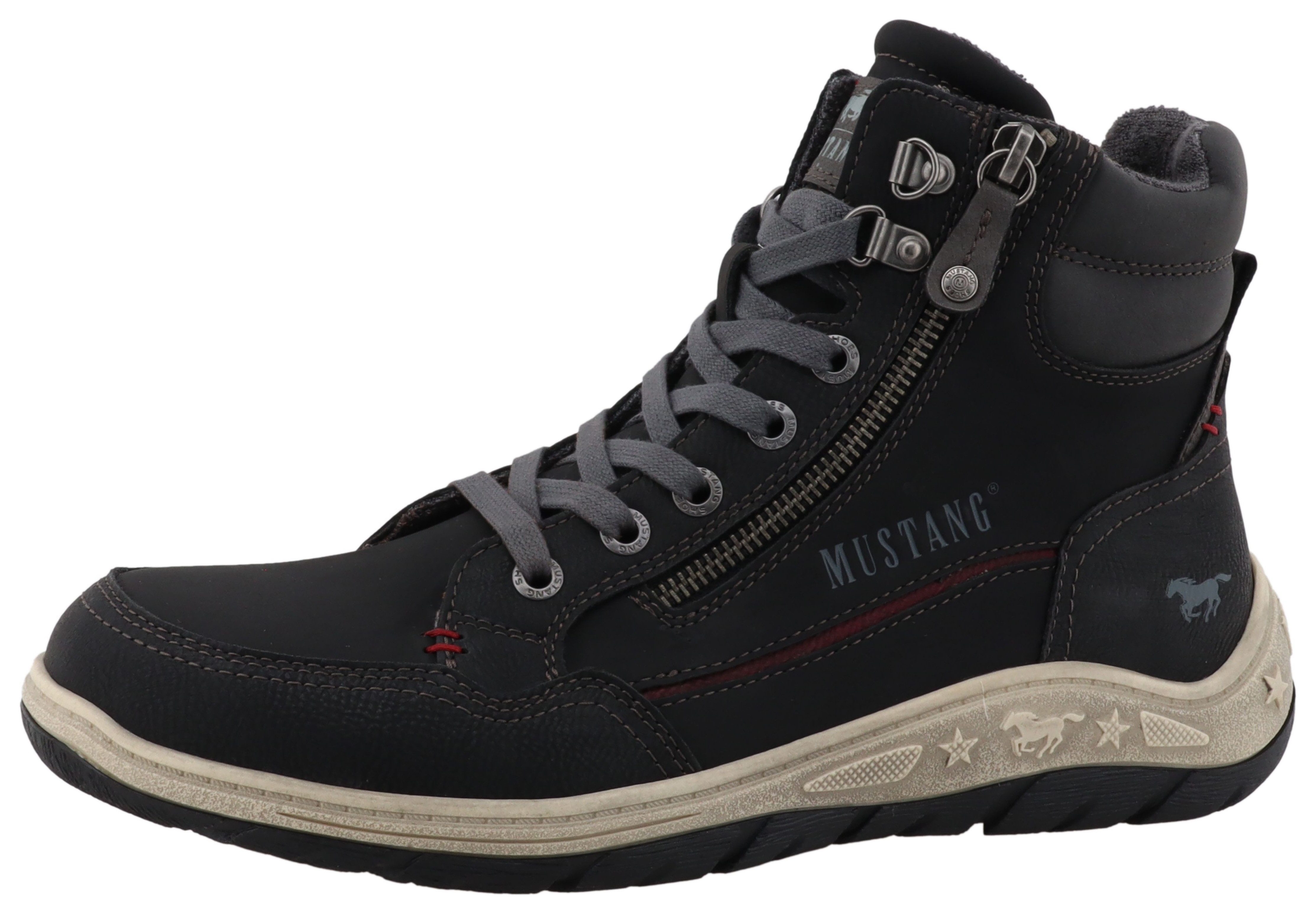 Mustang Shoes Benedetto Schnürboots High Top Sneaker, Schnürboots mit Reißverschluss