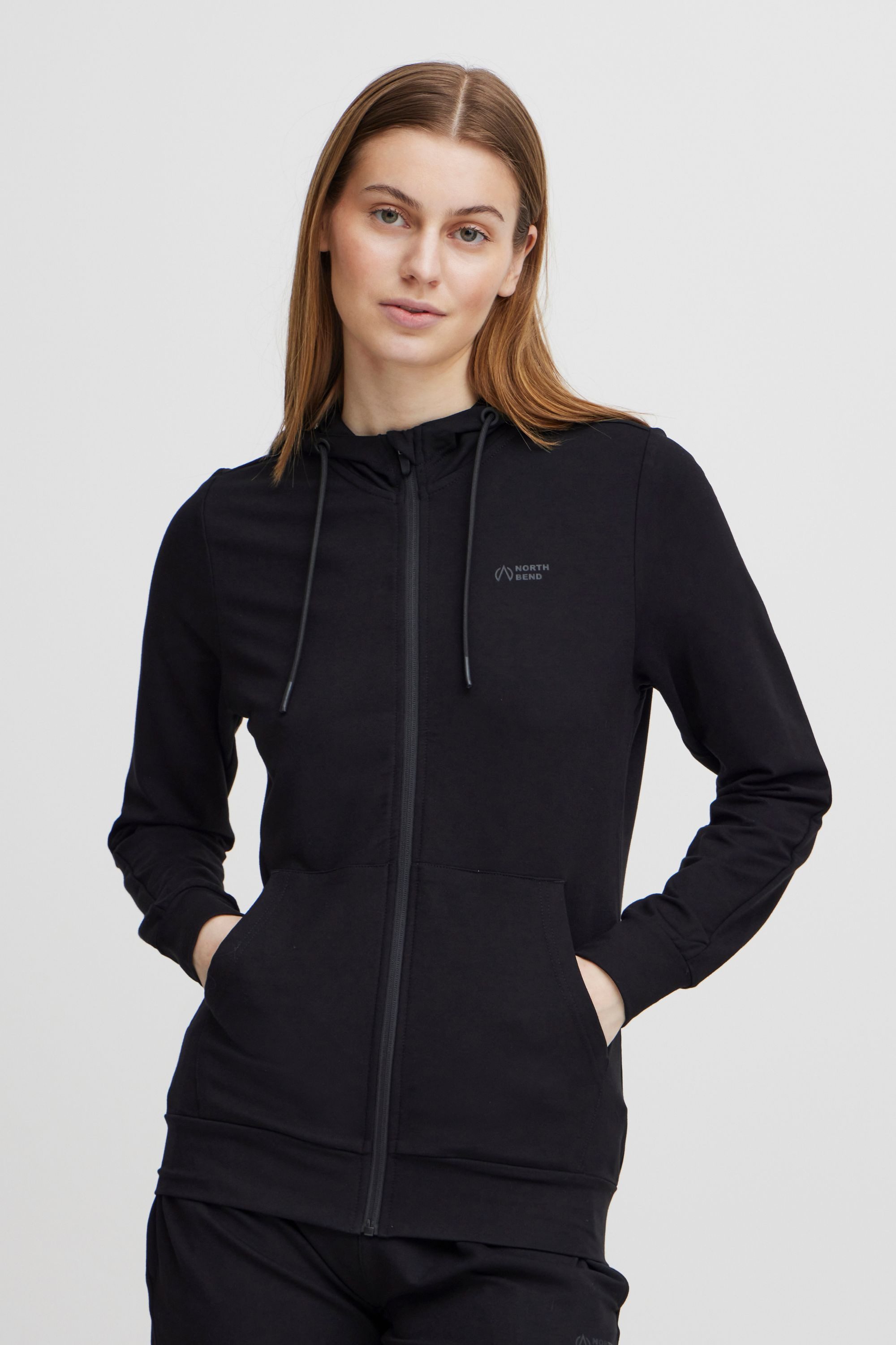 North Bend Sweatjacke NBBrenta W Sportliche Kapuzenjacke mit Logoprint
