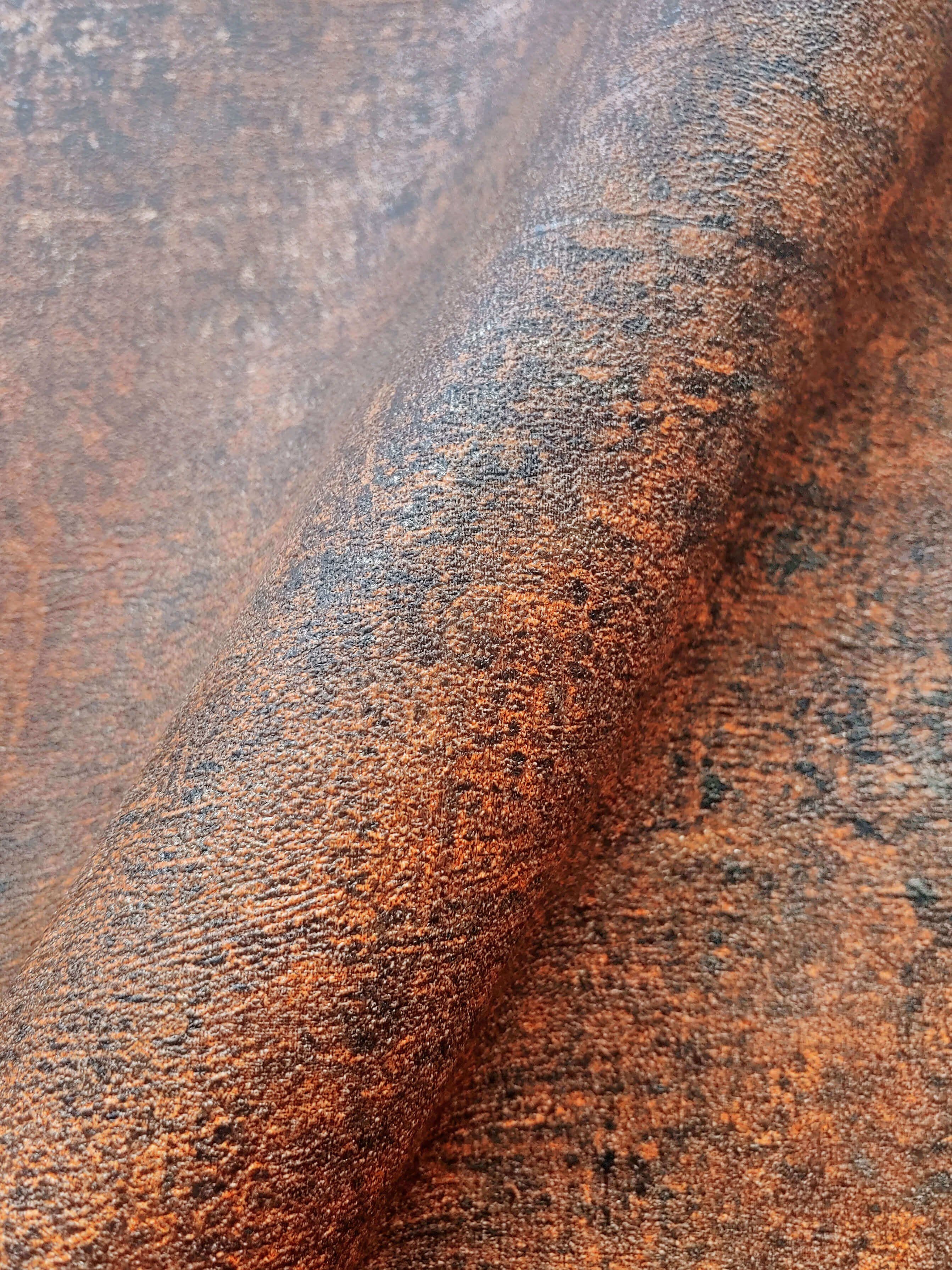 Newroom Vliestapete, Orange Tapete Industrial Beton - Beton-Optik Unitapete Rot Rost Loft Vintage Uni Putz für Wohnzimmer Schlafzimmer Küche