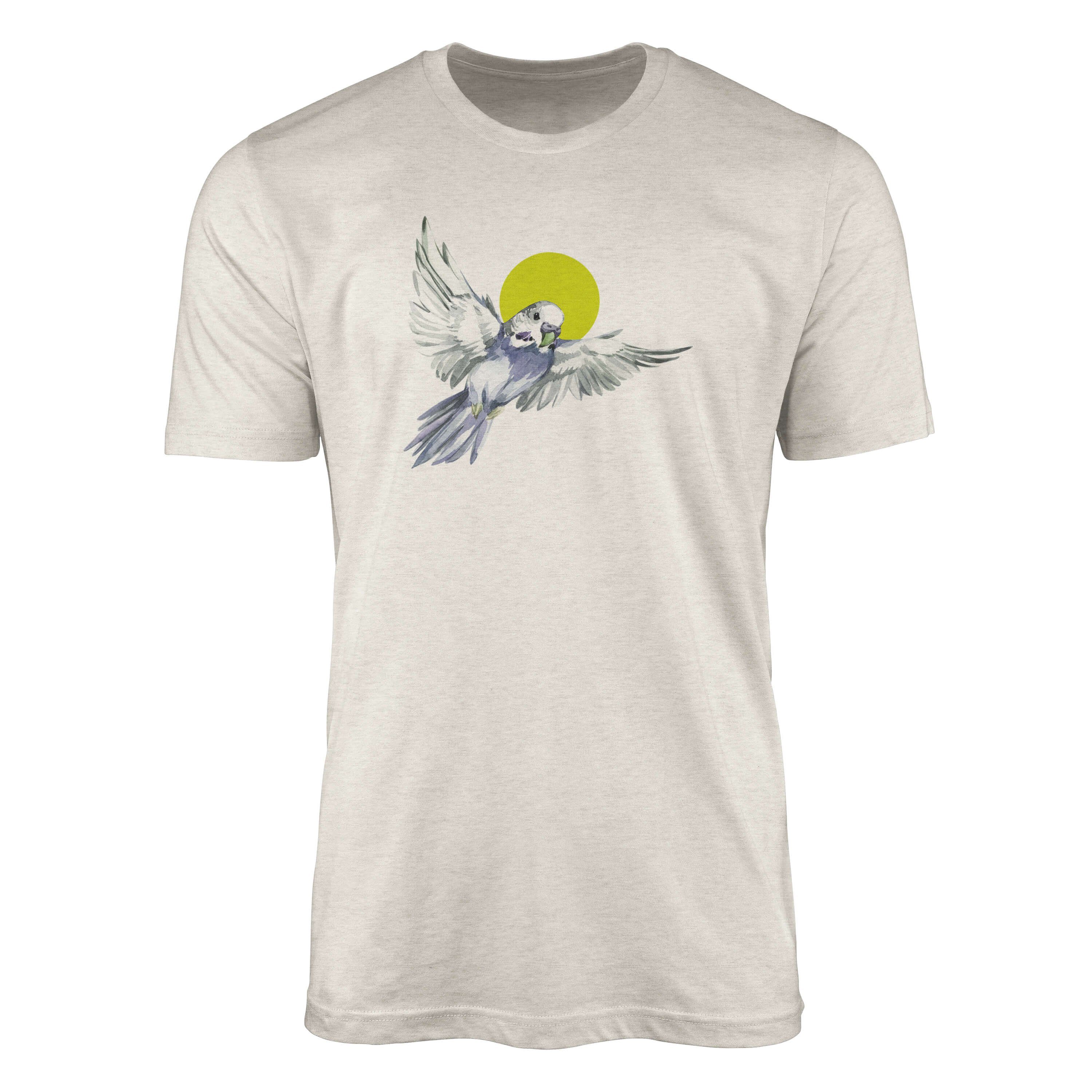 Sinus Art T-Shirt Herren Shirt Organic T-Shirt Aquarell Motiv Wellensittich Bio-Baumwolle Ökomode Nachhaltig Farbe (1-tlg) | T-Shirts