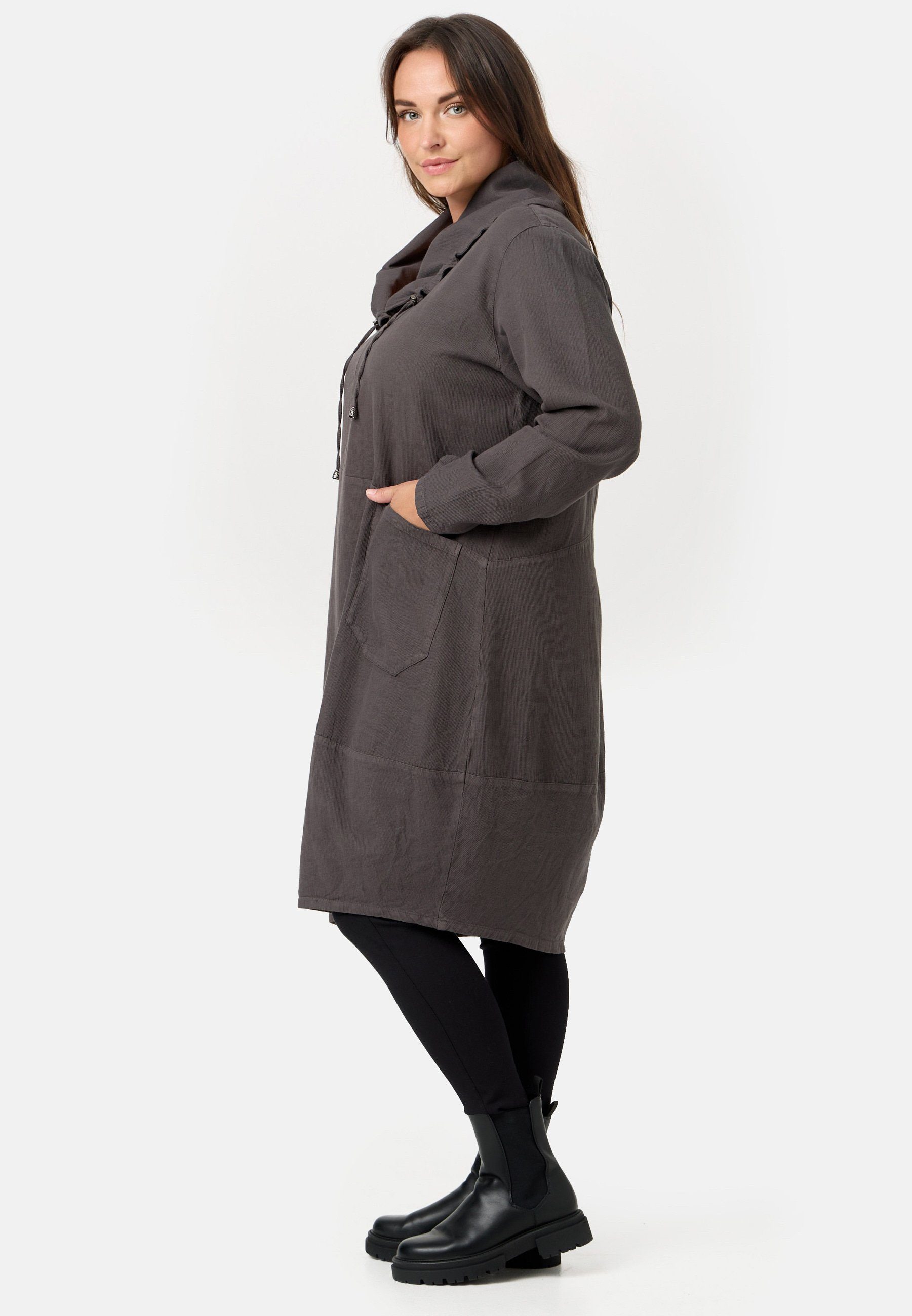 100% Kleid Kekoo Babycord Cordstoff 'Cordelia' aus A-Linie A-Linien-Kleid Baumwolle Taupe