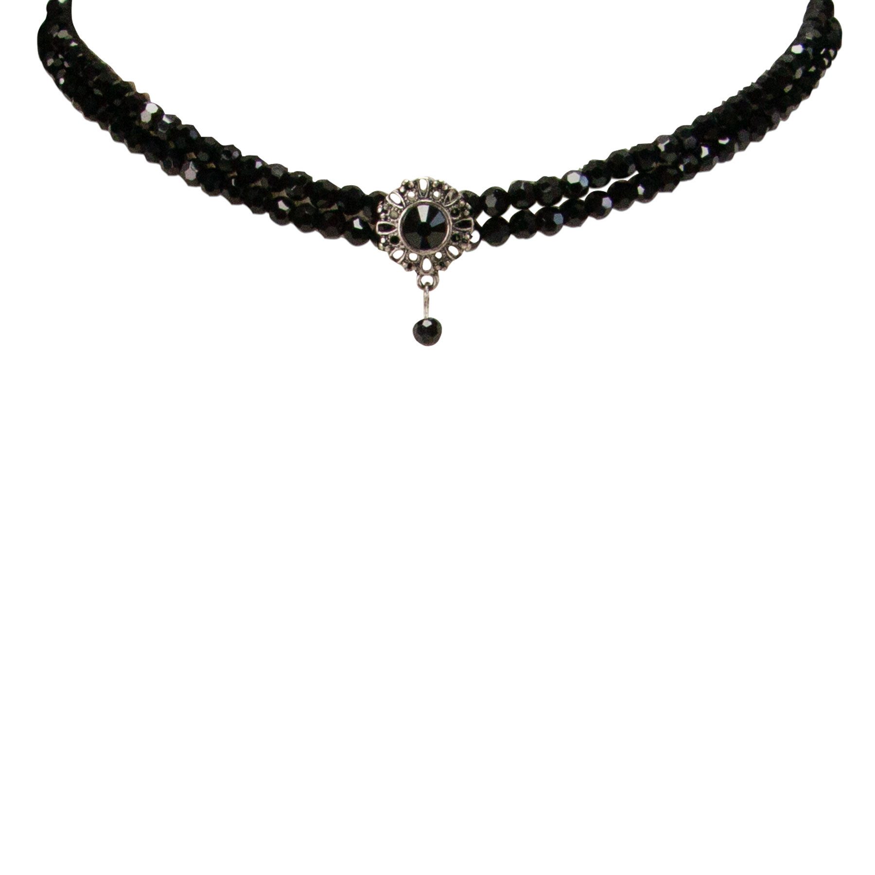 Alpenflüstern Collier Trachten Glamour-Kropfkette Helena (schwarz), - Perlen Halskette, Trachtenkette, eleganter Damen-Trachtenschmuck, Di – Bild 3 von 5