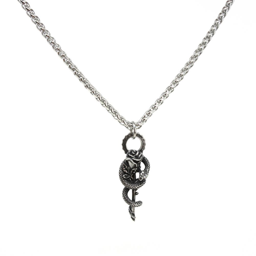 DALMARO Kette mit Anhänger Lederkette Edelstahlkette 316L SCHLANGE ROSE, He günstig online kaufen