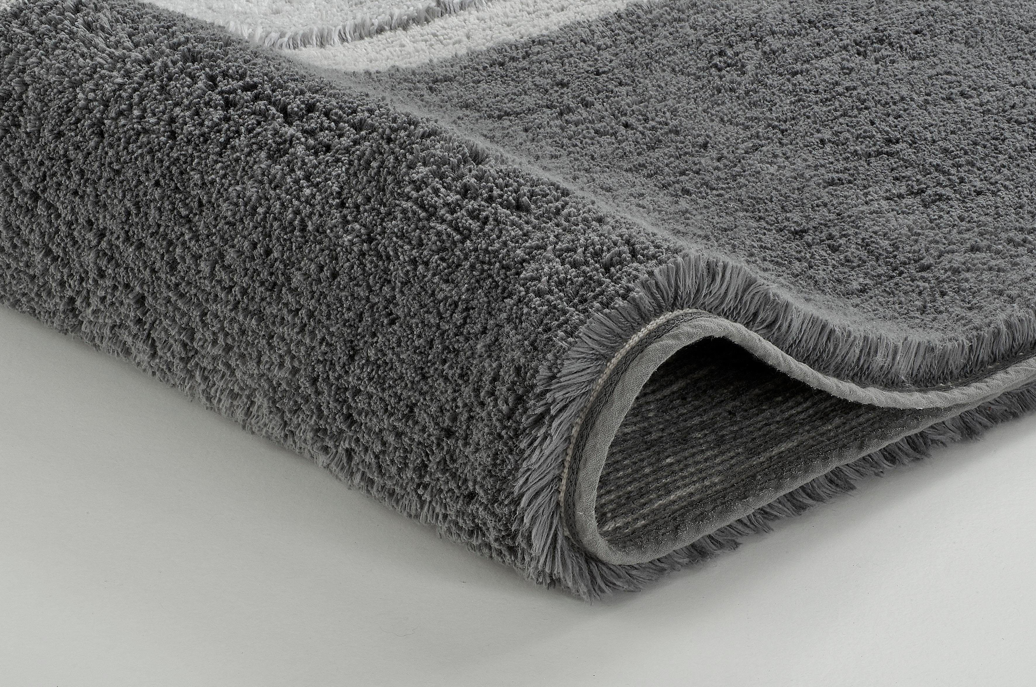 Kleine Wolke Badematte Life, Badvorleger, Badezimmer Teppich, Höhe 20 mm, rutschhemmend beschichtet, fußbodenheizungsgeeignet, Baumwolle, rechteckig, Badteppich, Streifen, Hoch-Tief Effekt