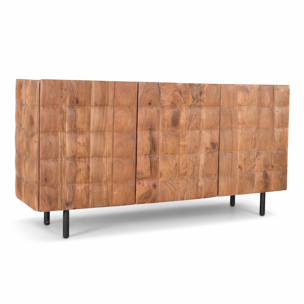 CASA DOMA Sideboard Toledo, Massivholz Akazie, Relief-Optik, Metallfüße