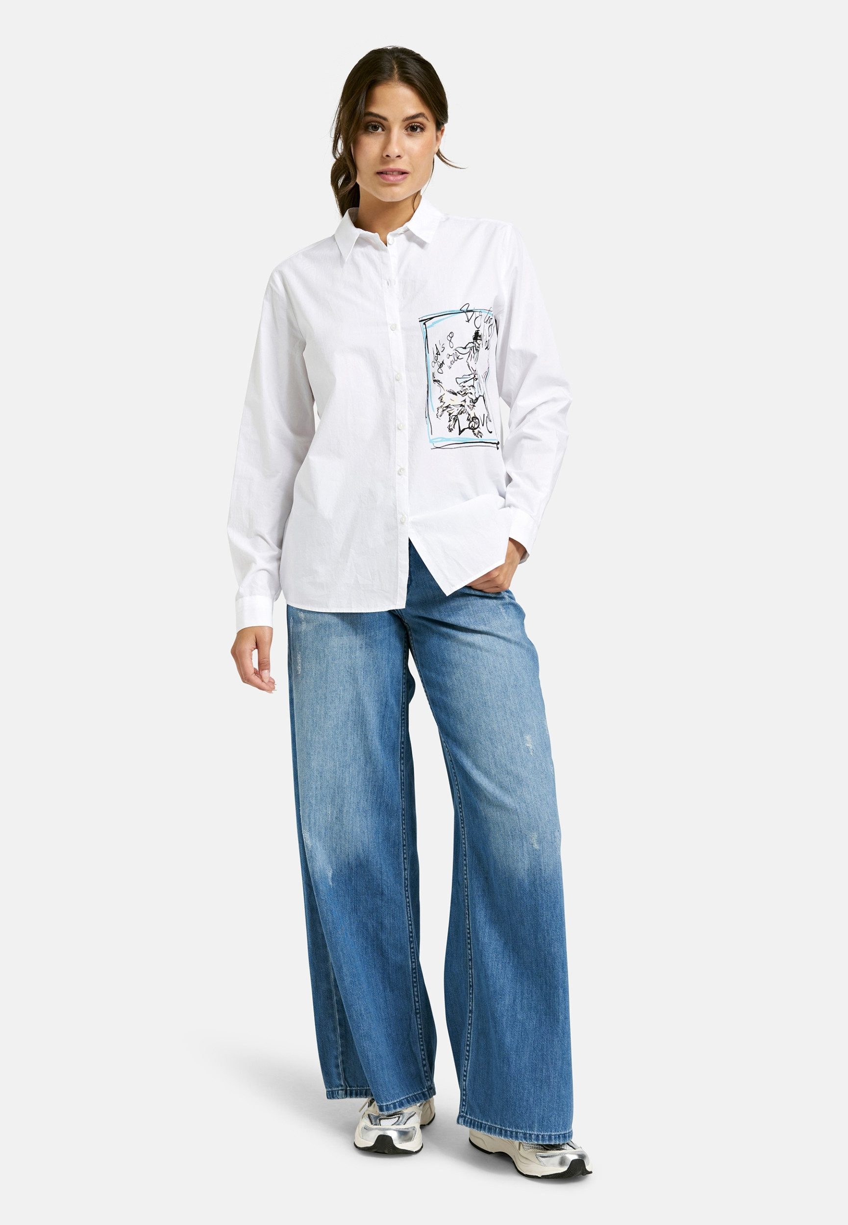 Milano Italy Blusentop Bluse mit Frontprint - Regular Fit