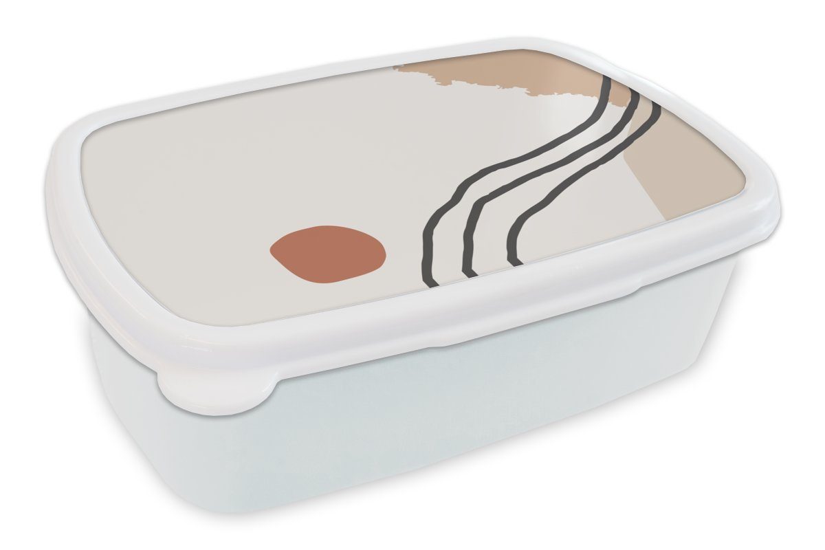 MuchoWow Lunchbox Sommer - Abstrakt - Schwarz - Orange, Kunststoff, (2-tlg), Brotbox für Kinder und Erwachsene, Brotdose, für Jungs und Mädchen weiß
