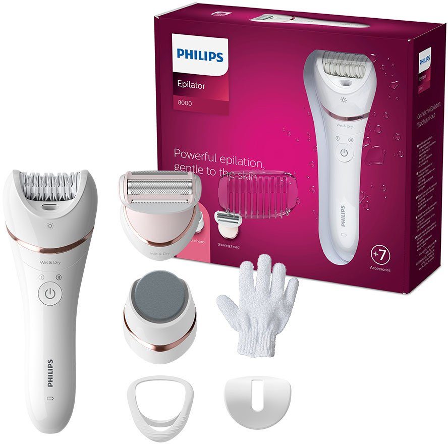 [Über 80 % Rabatt] Philips Epilierer Series leistungsstarke 6 kabellose BRE730/10, Nass- St., Trockenfunktion Aufsätze: 8000 Epilation, und