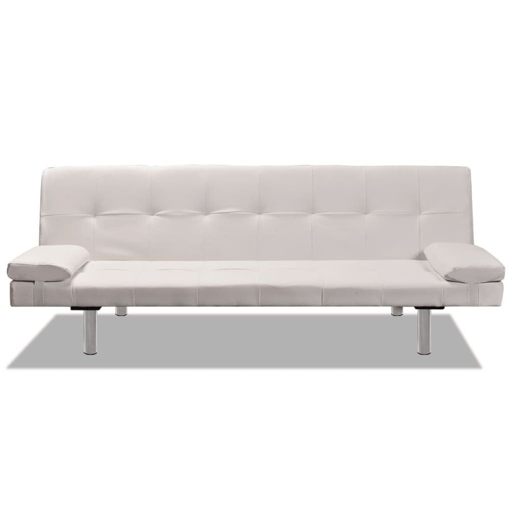 vidaXL Sofa aus Kunstleder in Cremeweiß, L/B/H: 168x77x66 cm