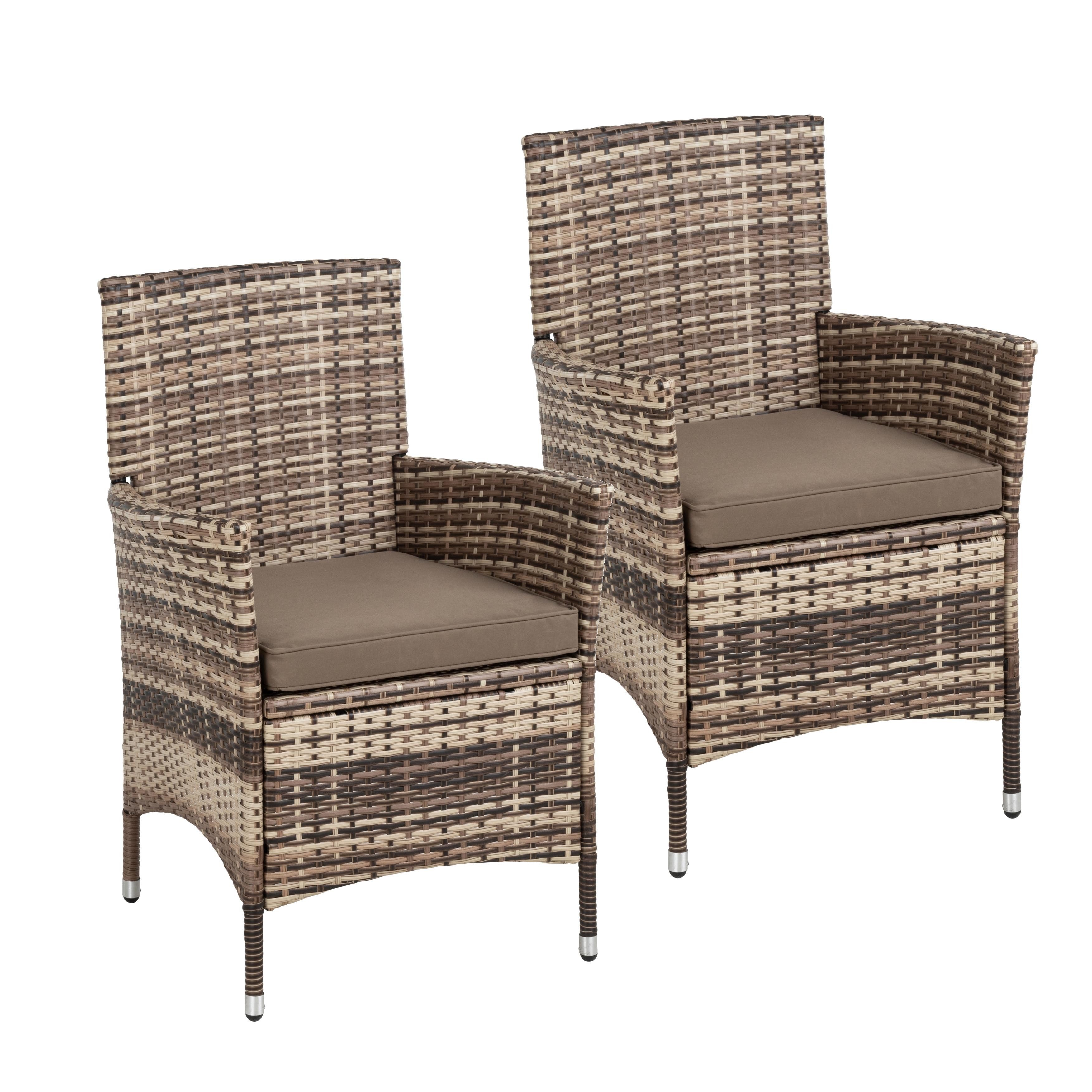 ESTEXO Gartenstuhl Rattan Gartensessel Polyrattan Stuhl 2er Set Sessel Beig günstig online kaufen