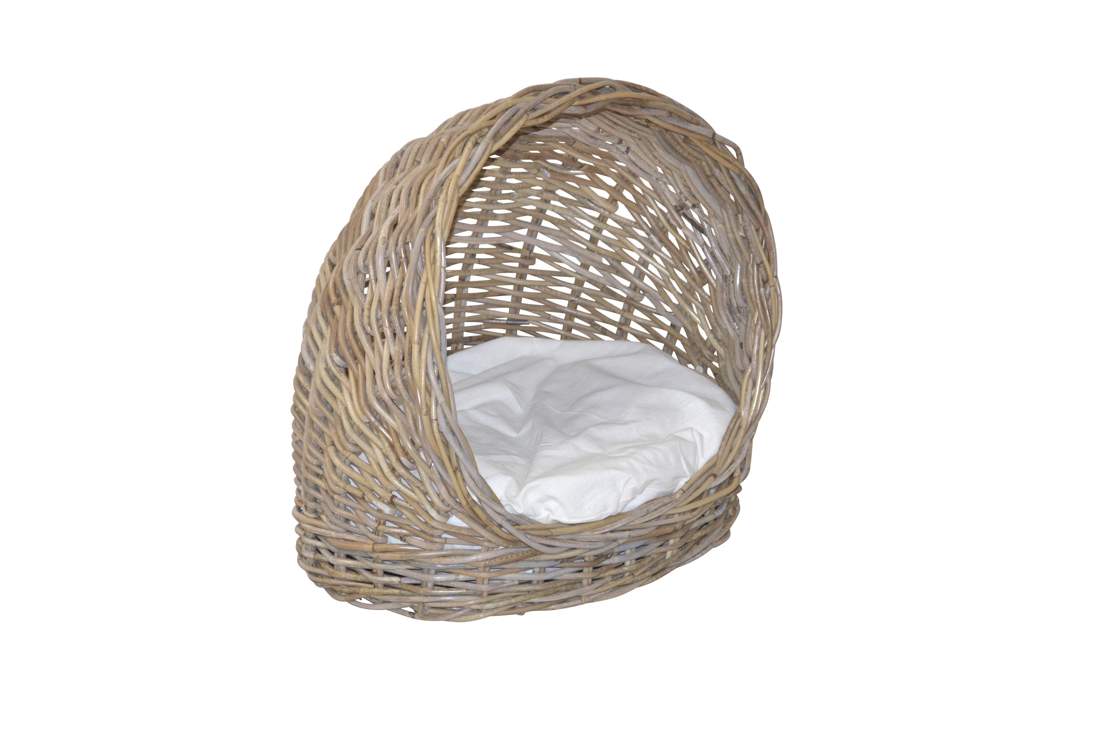 moebel-direkt-online Katzenliege Tierbett, Katzenkorb handgeflochten, Stoffbezug, 100% Polyester, handgeflochten
