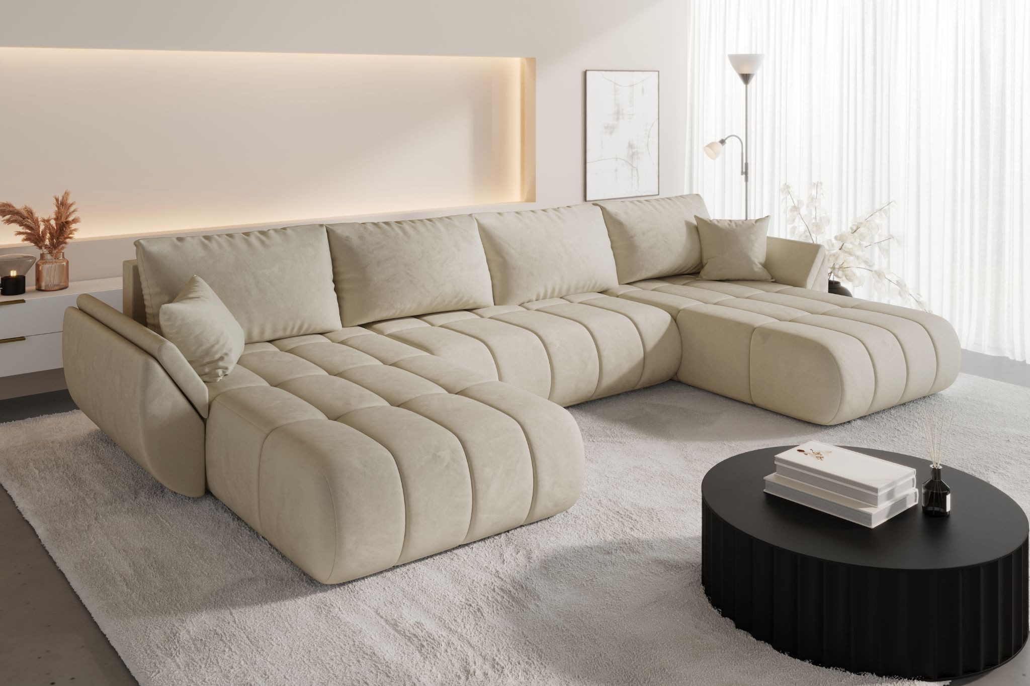 Kaiser Möbel Ecksofa TOKYO U PREMIUM im Veloursstoff Monolith,Schlaffunktio günstig online kaufen