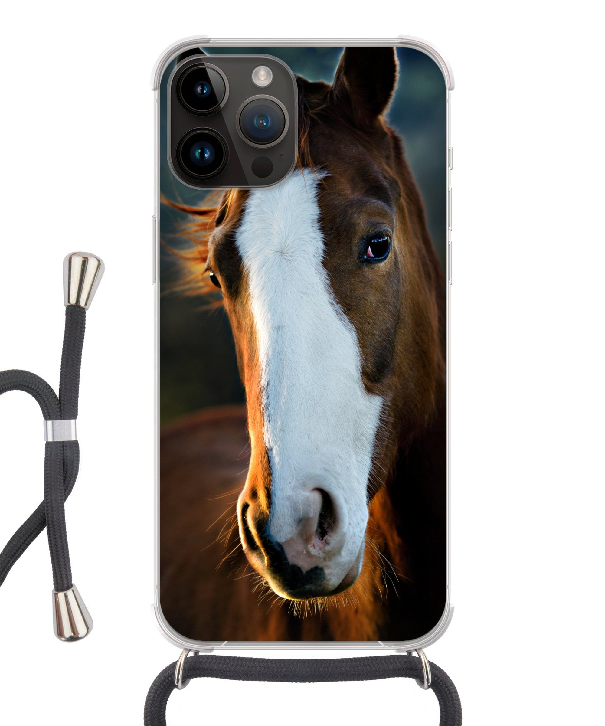 MuchoWow Handyhülle Pferd - Kopf - Licht, Handyhülle Telefonhülle Apple iPhone 14 Pro Max