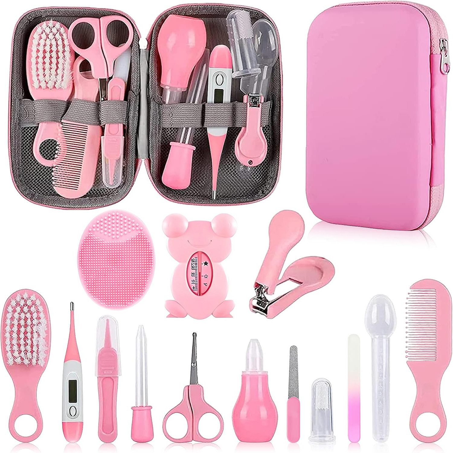 Kityhome Babypflege-Set 15-in-1 Baby Pflegeset, Bürste, Kamm, Nagelclipper, tragbar, 15 tlg,Ideales Geschenk zur Geburt