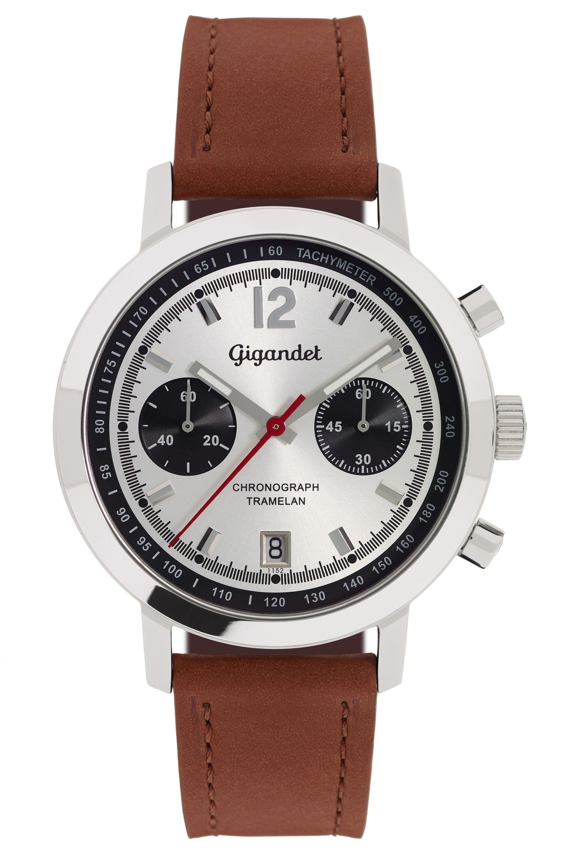 Gigandet Chronograph Tramelan, Mineralglas, Chronograph, Datumsanzeige, Tachymeter