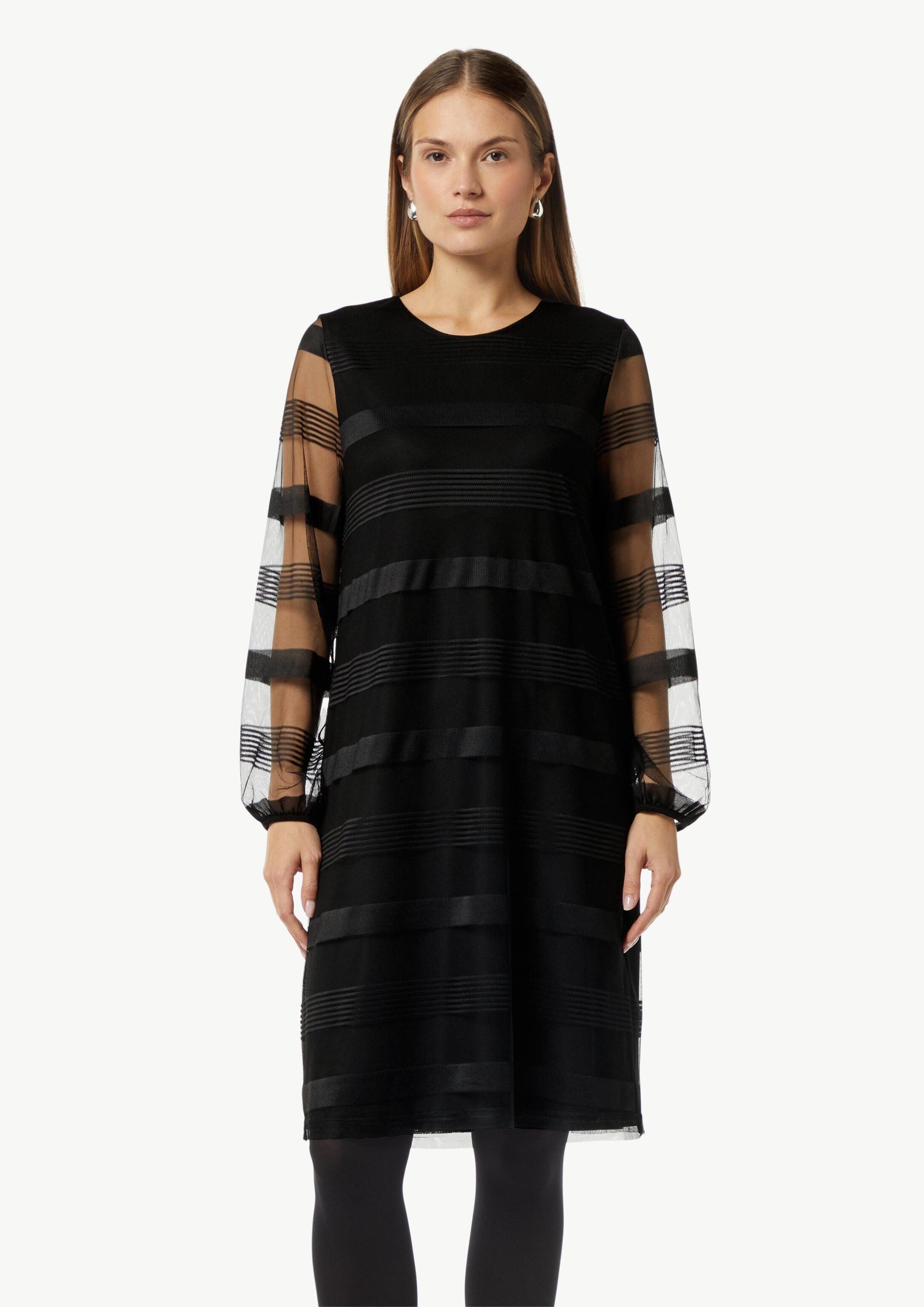 comma Minikleid Kleid Gestreiftes Mesh-Kleid