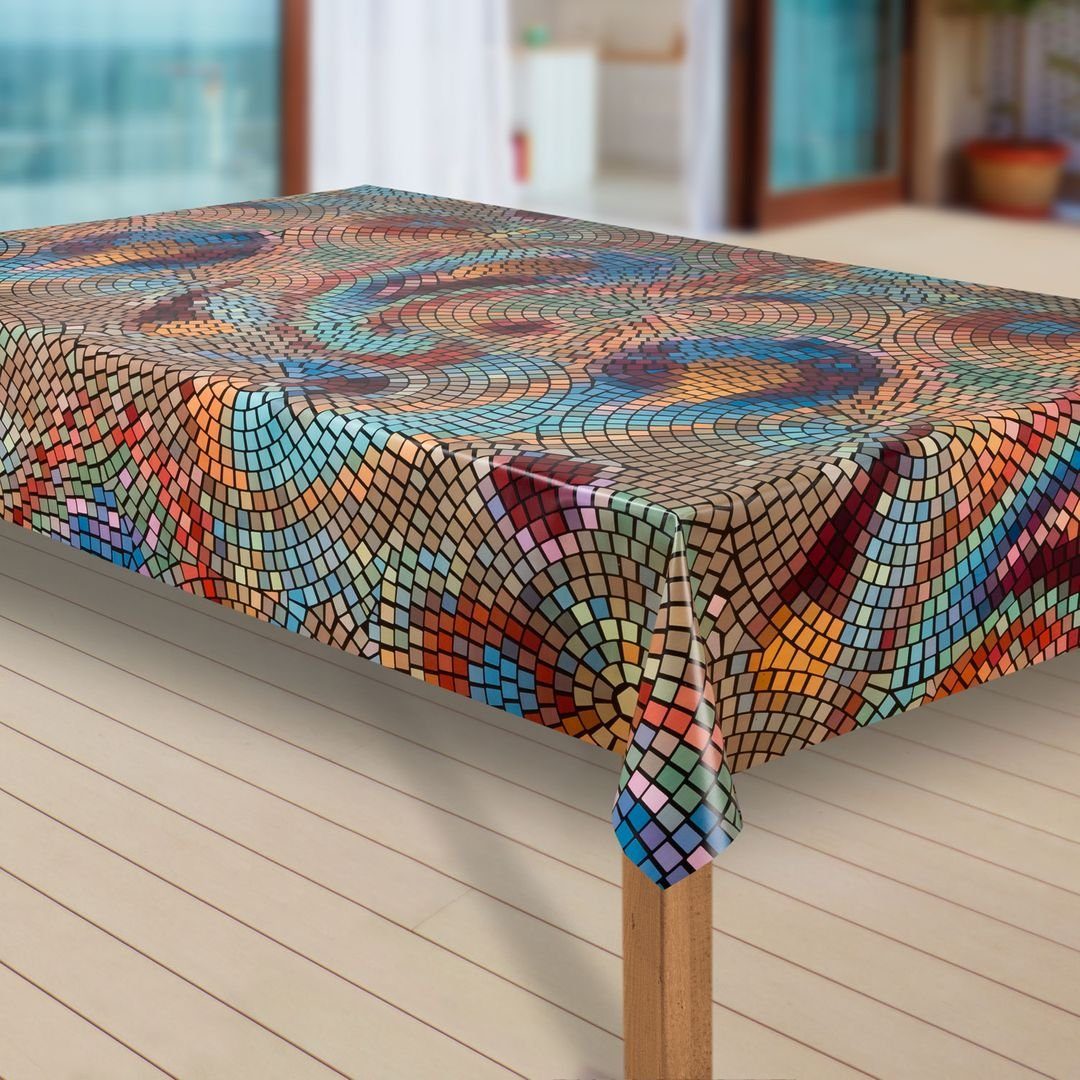 laro Tischdecke Wachstuch-Tischdecken Abwaschbar Mosaik bunt rechteckig günstig online kaufen