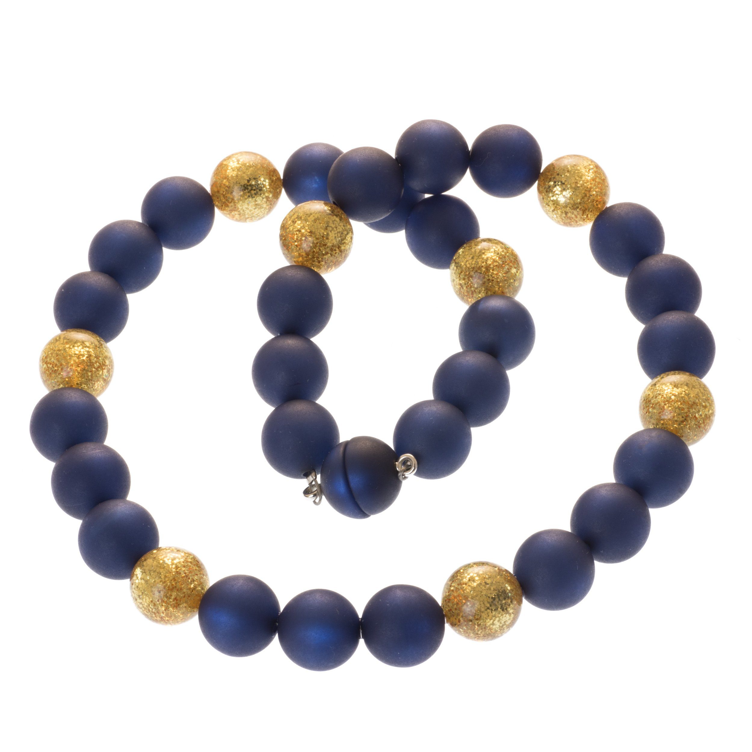 Bella Carina Perlenkette Polaris Perlen Kette 14 mm Glitzereffekt blau gold günstig online kaufen