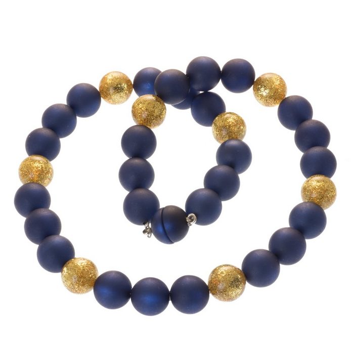 Bella Carina Perlenkette Polaris Perlen Kette 14 mm Glitzereffekt blau gold