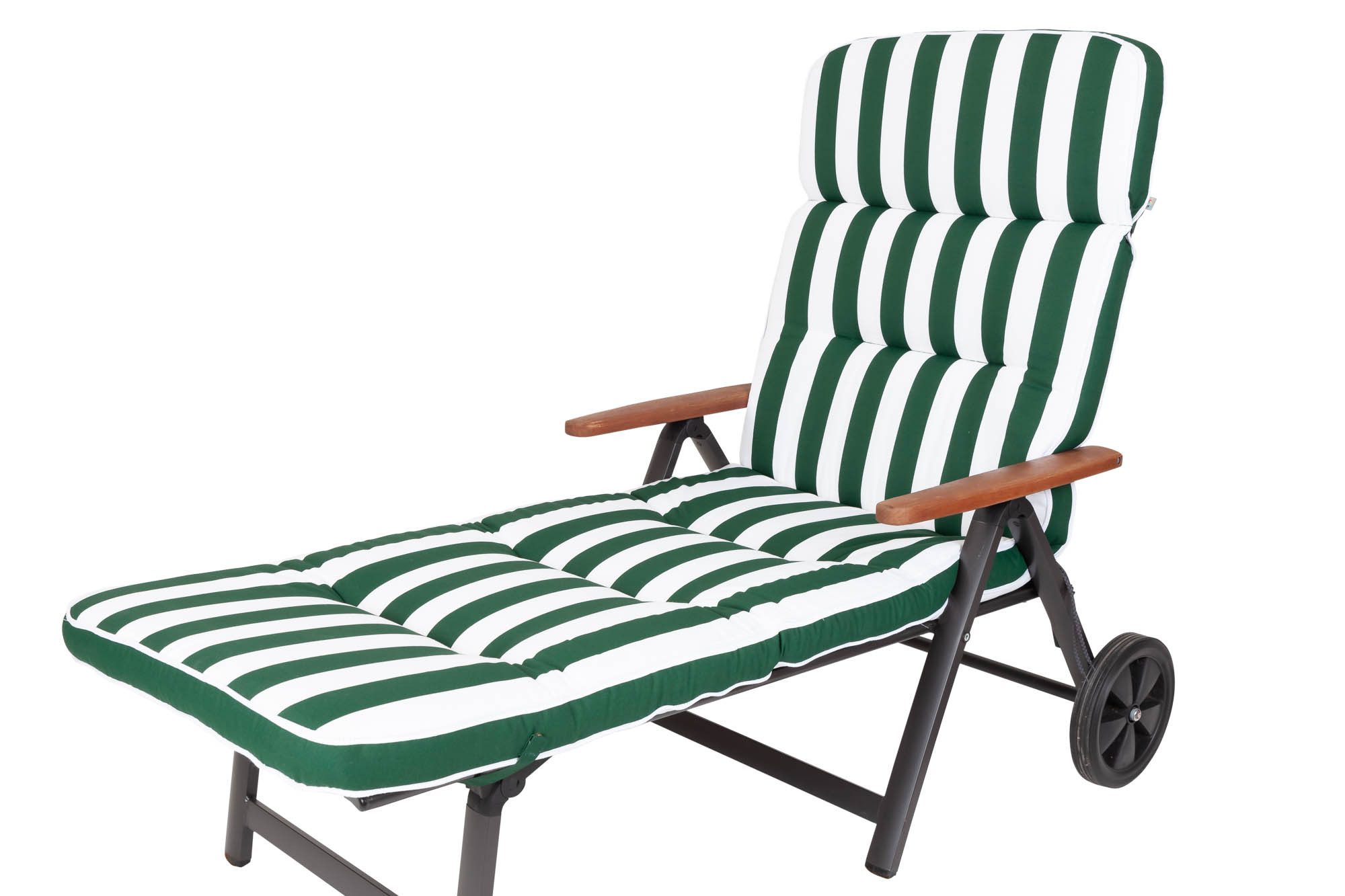 KETTtex Liegenauflage Rollliege Alicante 2154 extrabreit grün-weiß Blockstreifen 200x65x9 cm, (1 St), Halteband verstellbar mit Bindebändern Klettband