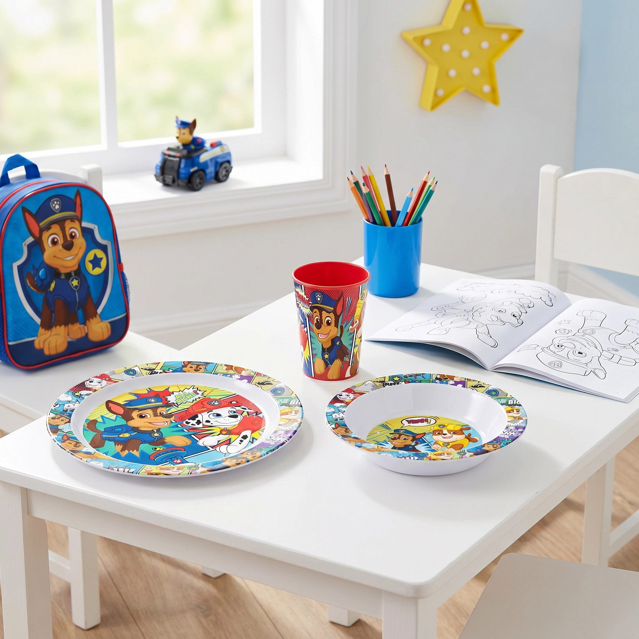 PAW PATROL Kindergeschirr-Set Paw Patrol Kinder Geschirr-Set 3 teilig Becher Teller Schüssel (3-tlg), 1 Personen, BPA-Frei