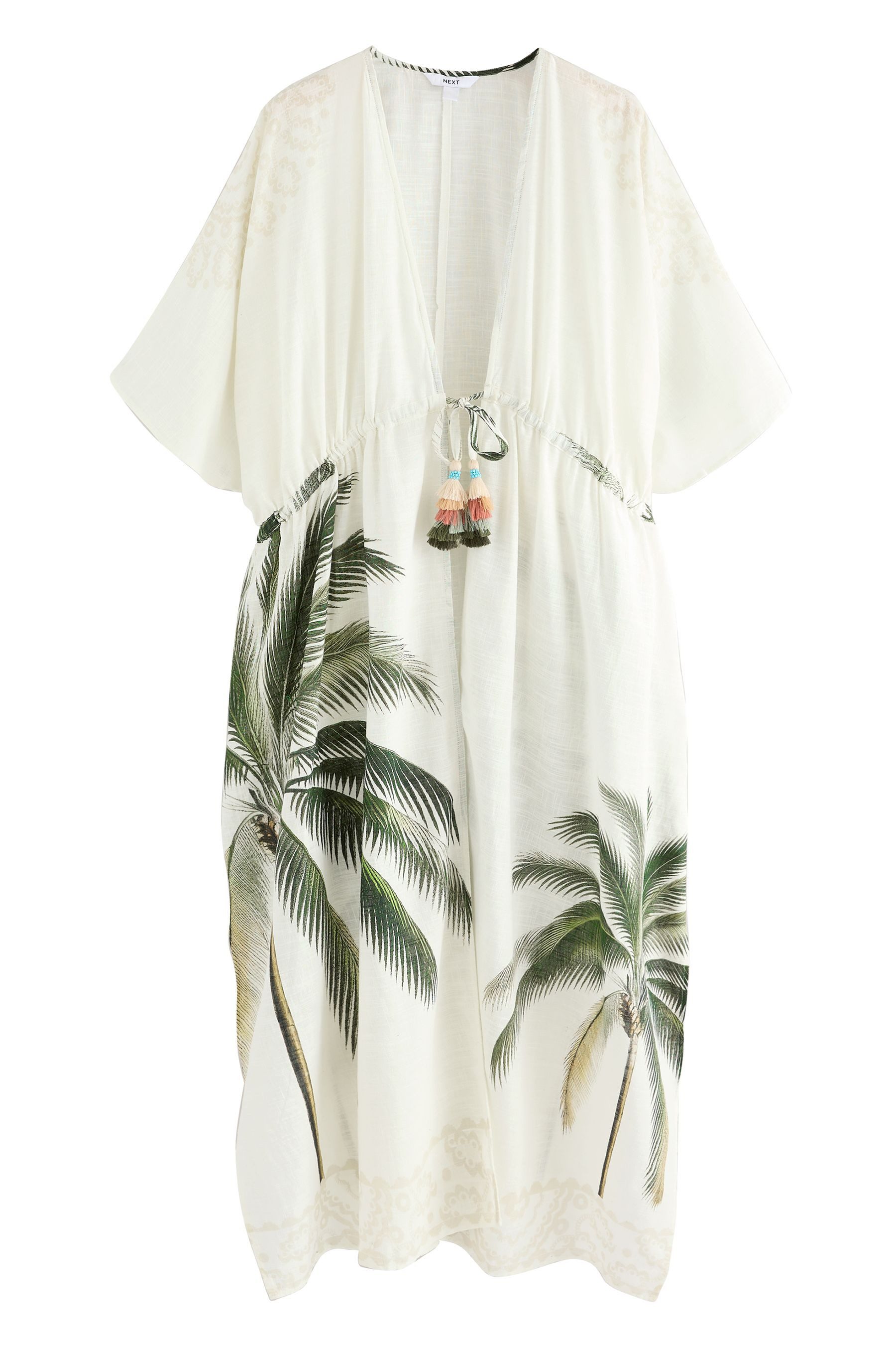 Blusenkimono Maxi-Kimono mit Bindegürtel