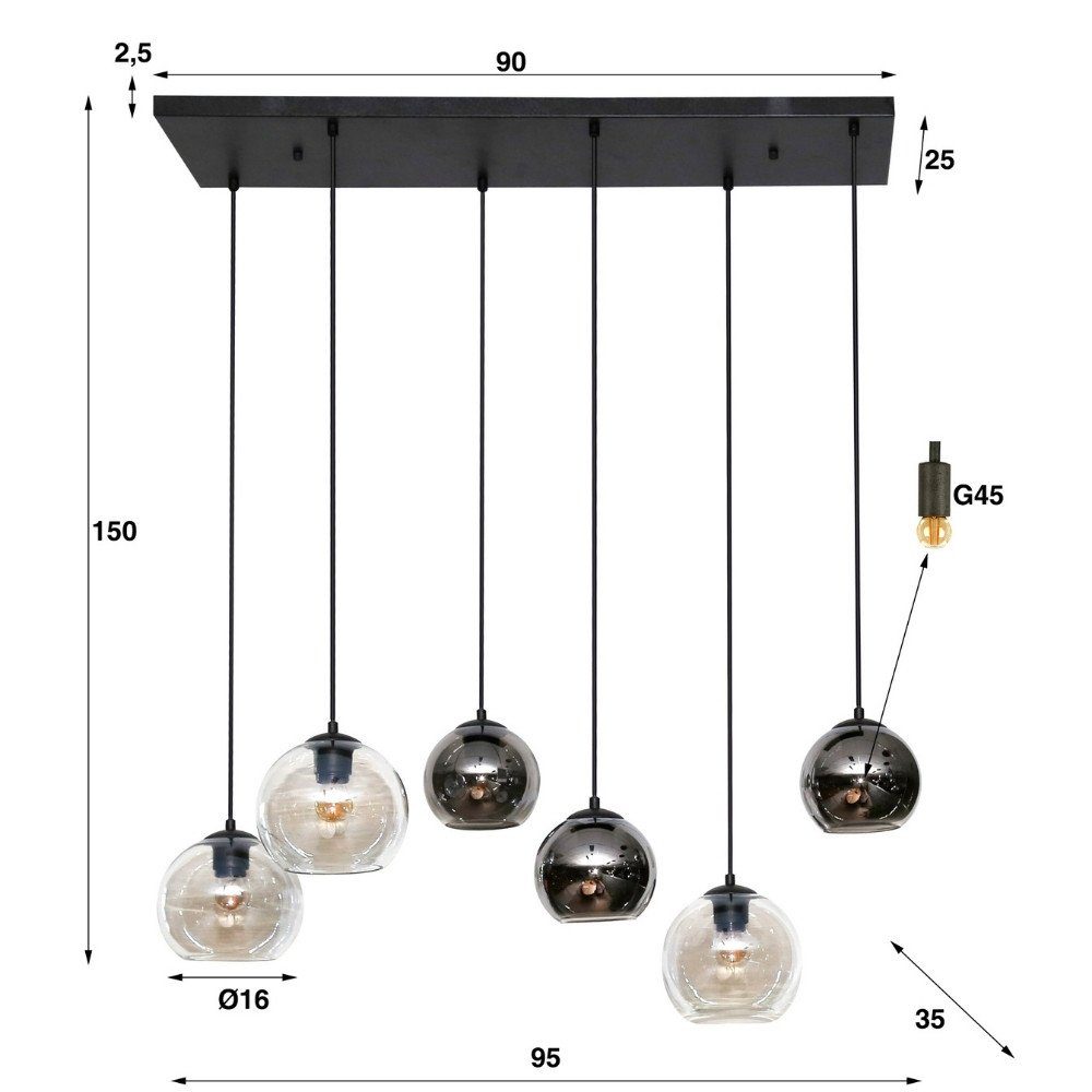 keine Hängeleuchte, Leuchtmittel enthalten: famlights Pendellampe, Transparent Iara Pendelleuchte und Nein, Angabe, Hängeleuchte, 6-flammig, Altsilber Pendelleuchte in E27 warmweiss,