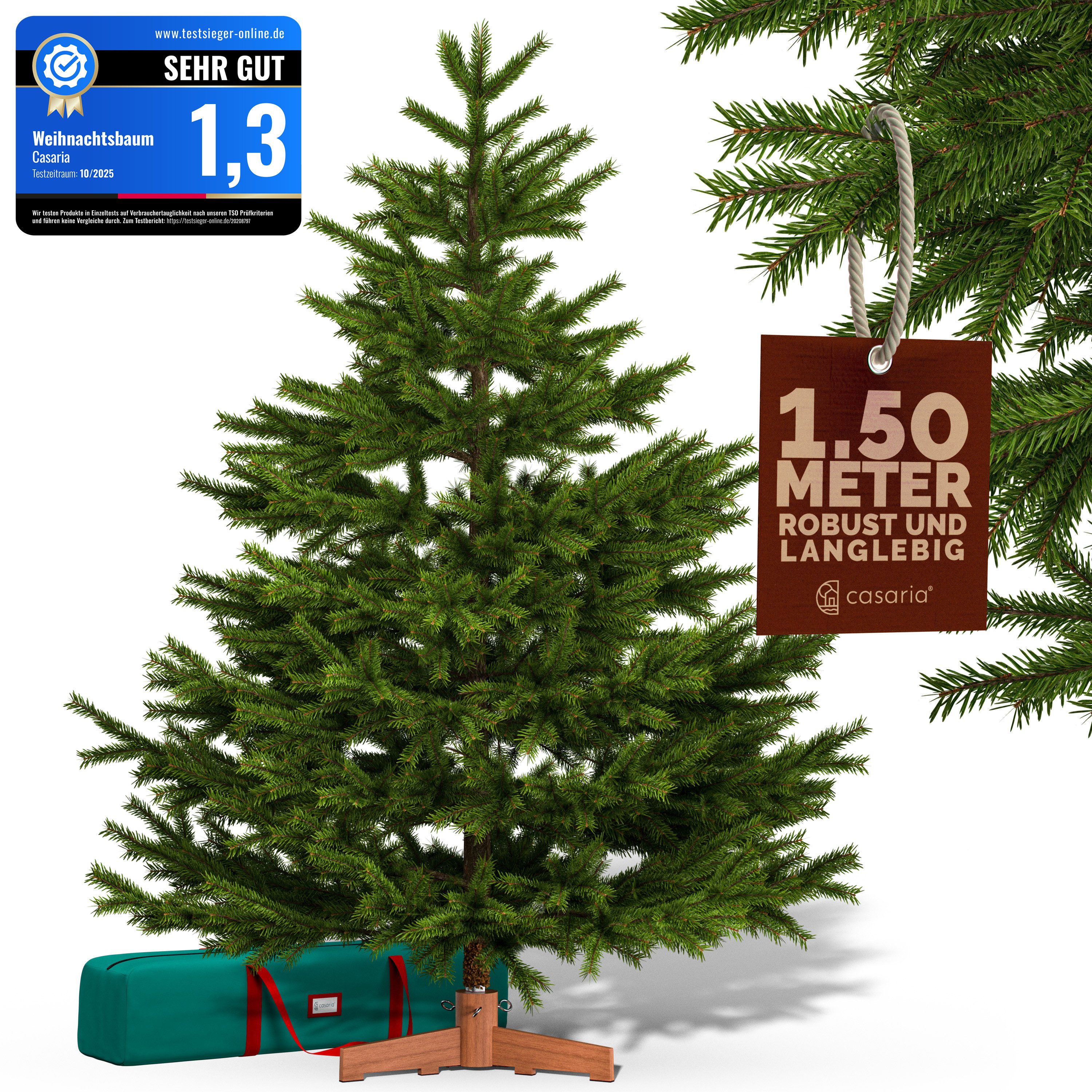 Casaria Künstlicher Weihnachtsbaum Premium, L 150cm XL 180cm XXL 220cm FSC-zertifiziert Holz naturgetreu PE PVC