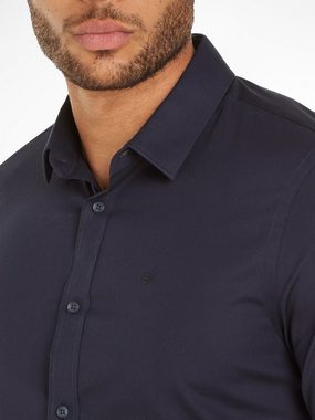 Calvin Klein Langarmhemd SLIM FIT STRETCH POPLIN mit Kentkragen