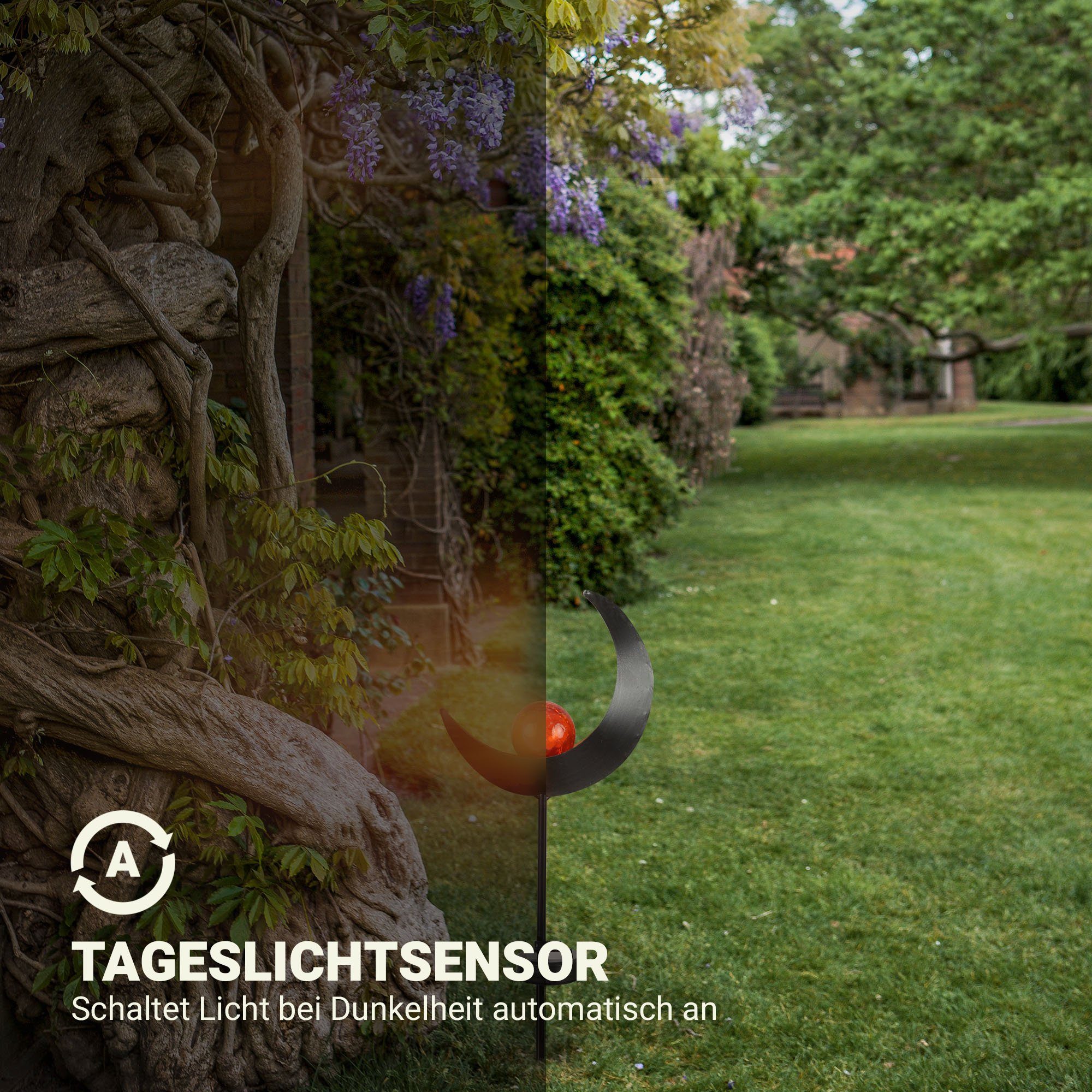 Bestlivings LED Solarleuchte Flamme, LED fest integriert, Warmweiß, LED festintegriert, Solarlampe für Außen (Tropfen) Wetterfeste leuchte