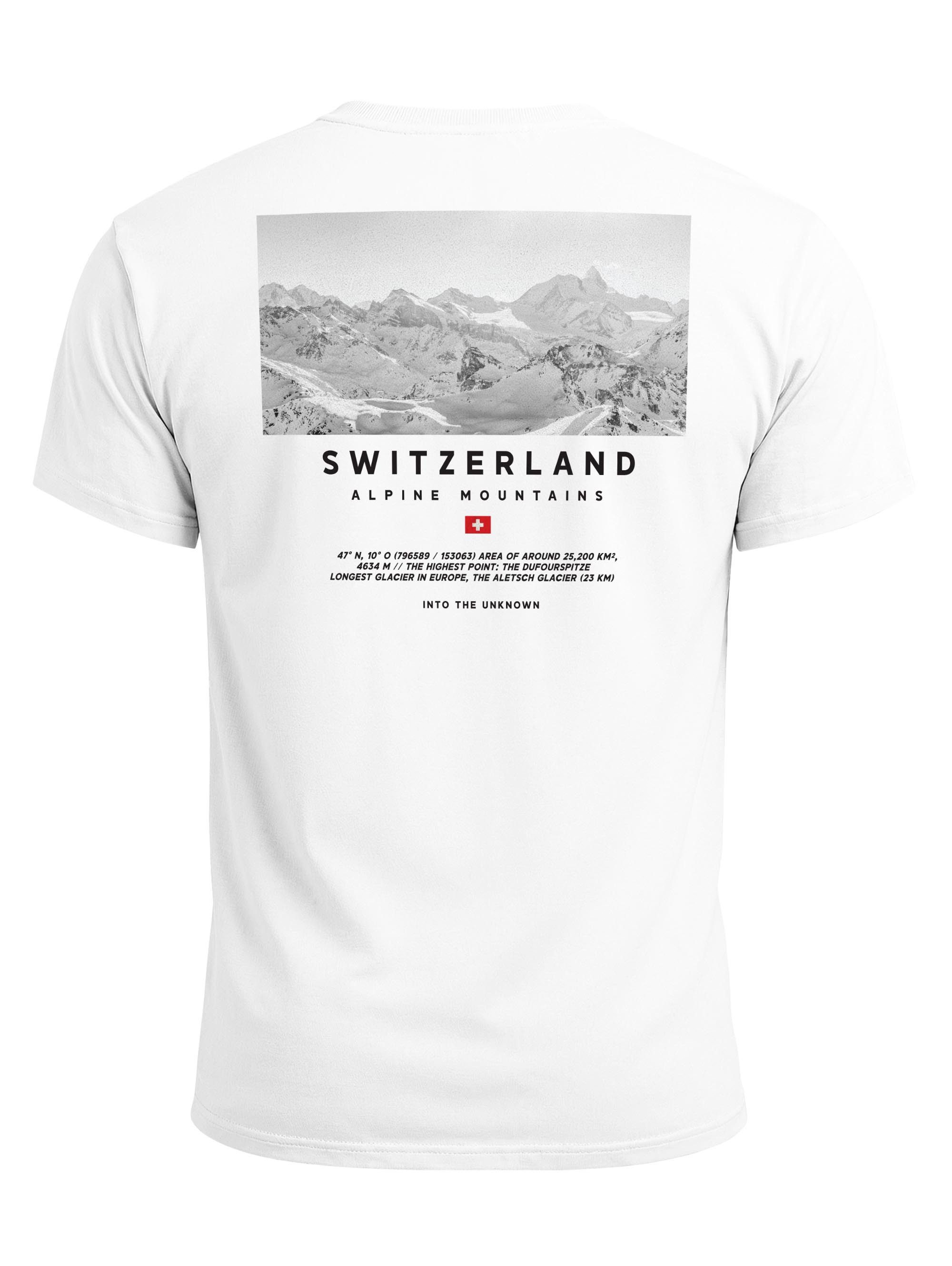 Neverless Print-Shirt Herren T-Shirt Wandern Berge Alpen Schweiz Fotoprint Backprint mit Print