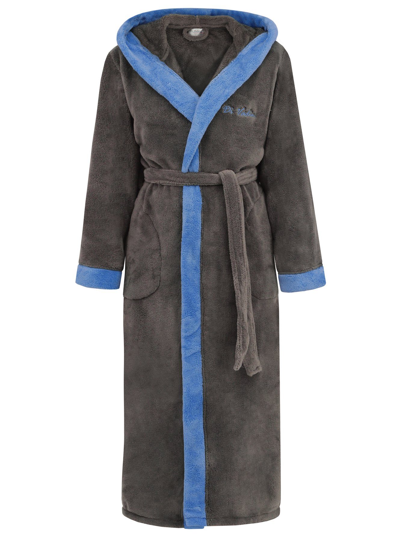 DI VADINI Bademantel Di Vadini UNISEX Herren Damen Bademantel PRATO mit Kapuze wadenlang, Polyester, Weitenverstellung mehr