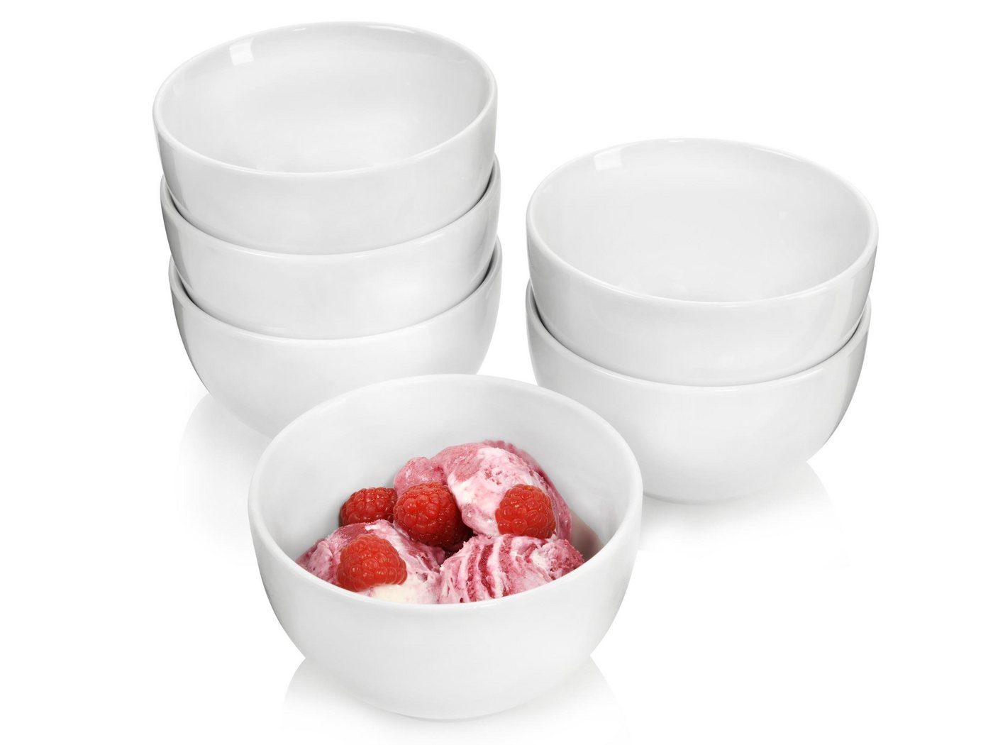 SÄNGER Dessertschale Set Sunfort, Weiß, Porzellan, (Set, 6-tlg), ⌀12x8cm, rundes Design, Premium Collection