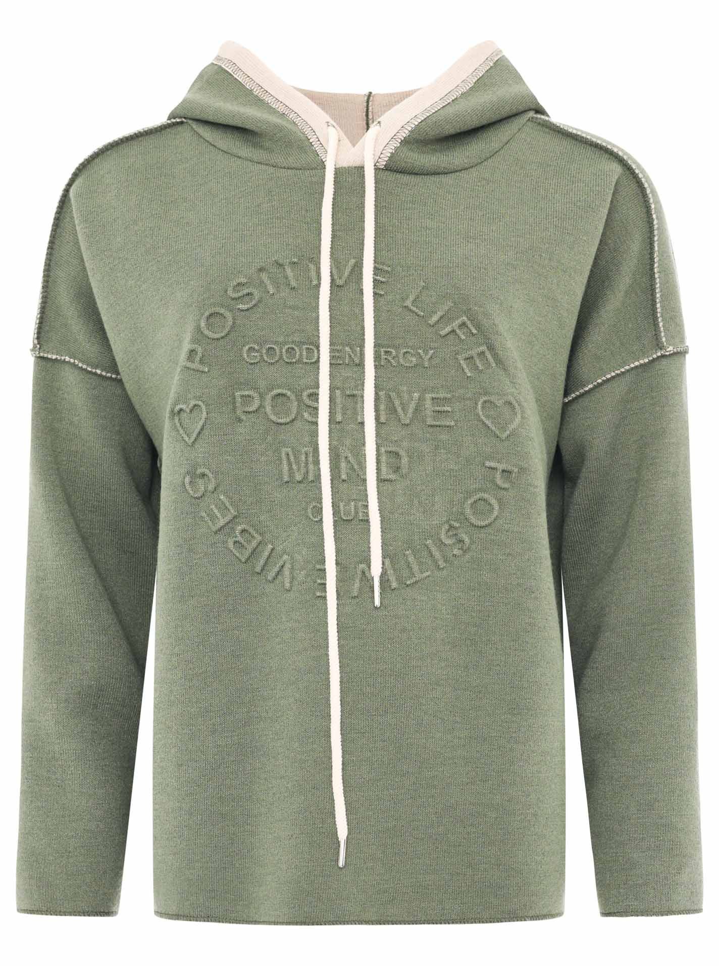 Zwillingsherz Hoodie "Positive Mind" Kapuze, 3/4 Arm, tonaler Schriftzug vorn, Kordelzug