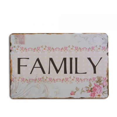 LebensWohnArt Metallbild Metallschild FAMILY 20x30cm Vintage Schild im Retro-Design