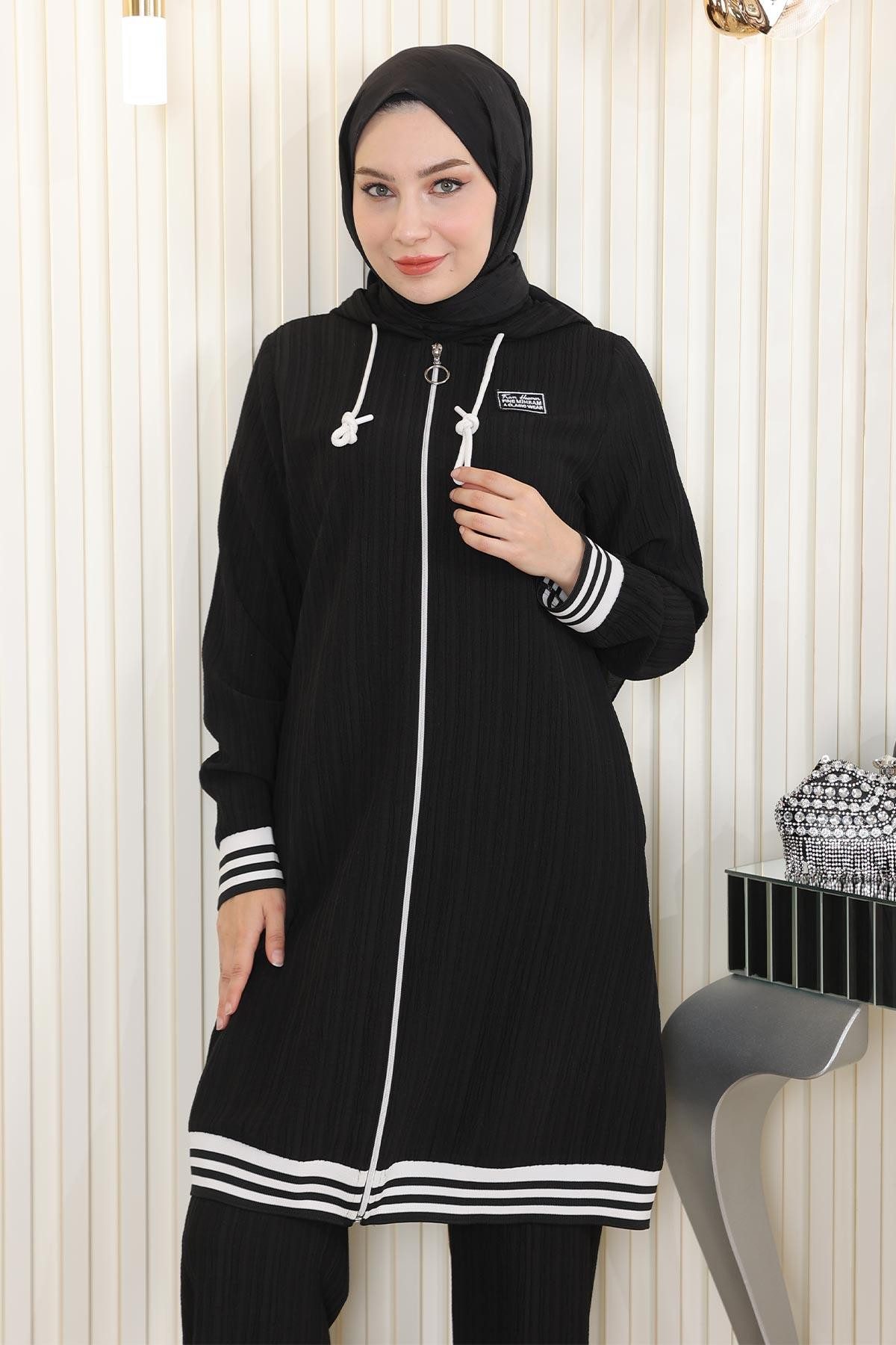 MODAMİHRAM Blusentop KleidReißverschluss Gerippter Anzug günstig online kaufen