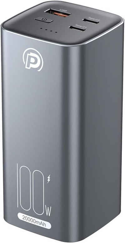 poweradd pro Powerbank 20000mAh, Externer Akku mit 3 Output USB Schnellladung 100W Powerbank 20000 mAh (1 St)