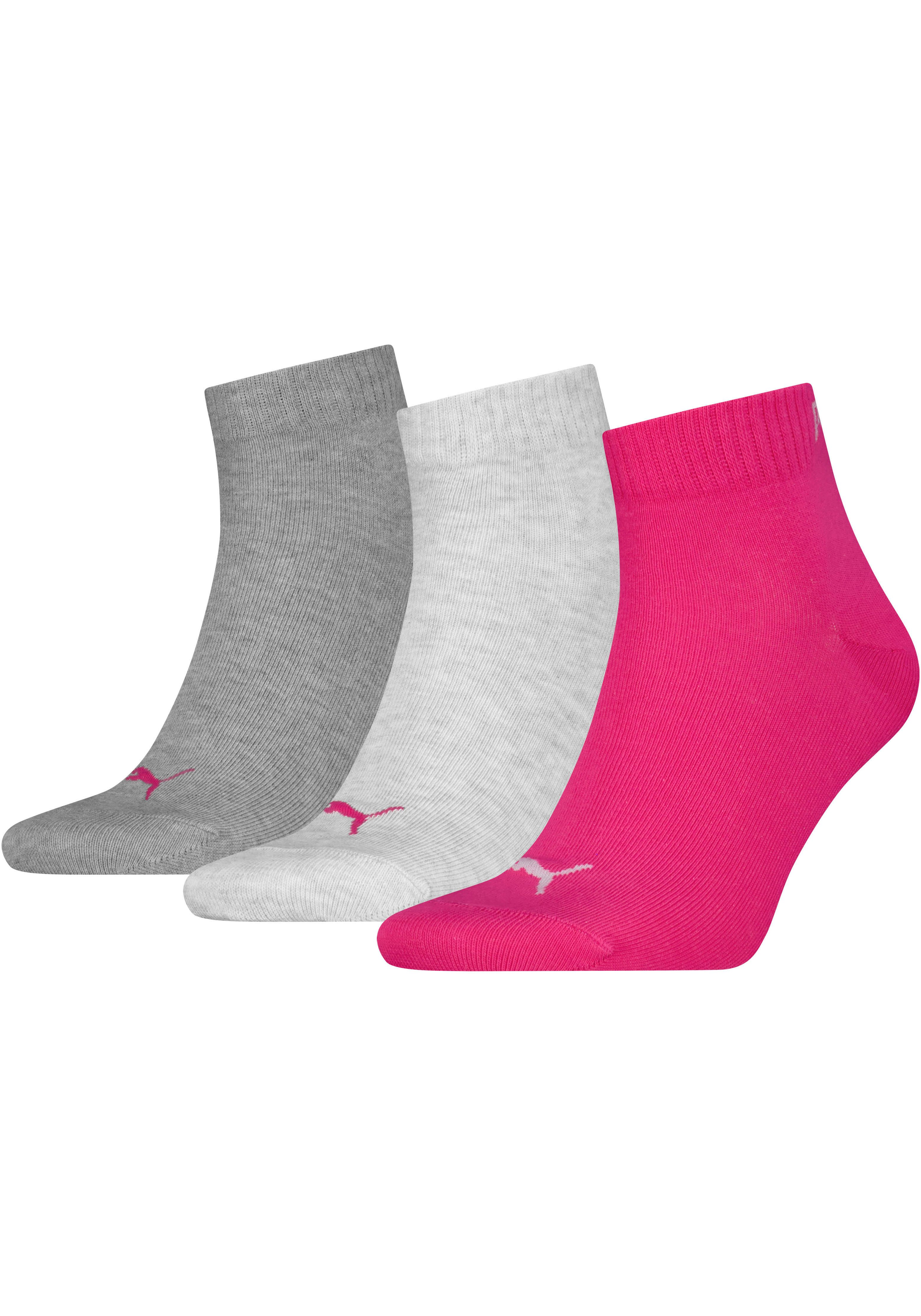 PUMA Kurzsocken PUMA UNISEX QUARTER PLAIN 3P (3 Paar) Atmungsaktiv, Rippenbündchen, weiche Baumwollmischung