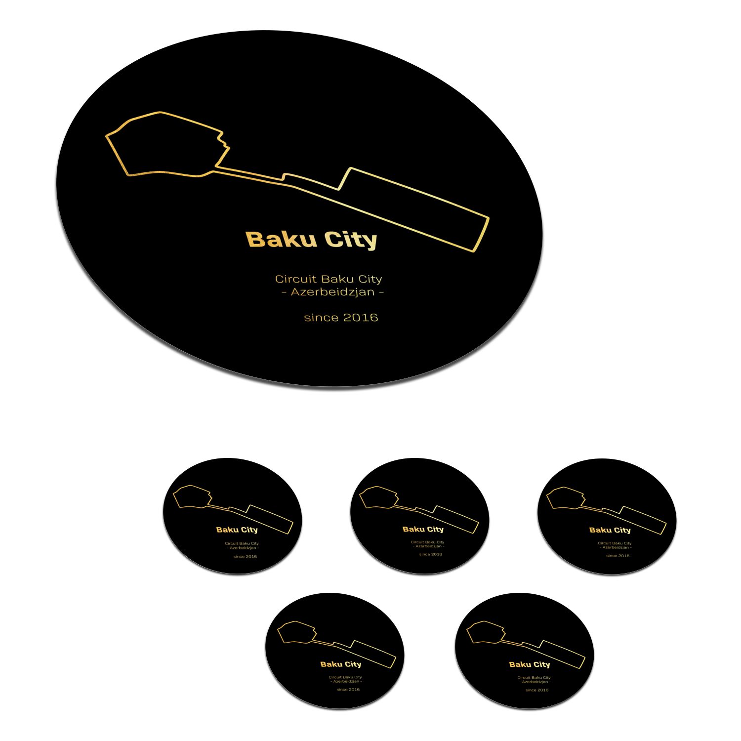 MuchoWow Glasuntersetzer Formel 1 - Baku - Rennstrecke, Zubehör für Gläser, 6-tlg., Getränkeuntersetzer, Tassenuntersetzer, Korkuntersetzer, Tasse, Becher