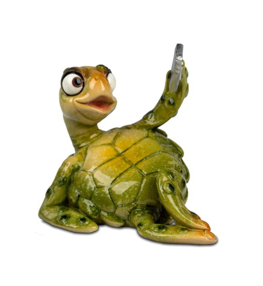 formano Dekofigur Schildkröte Harry grün mit Handy 9 cm - Kunststein - glänzend (1 St)