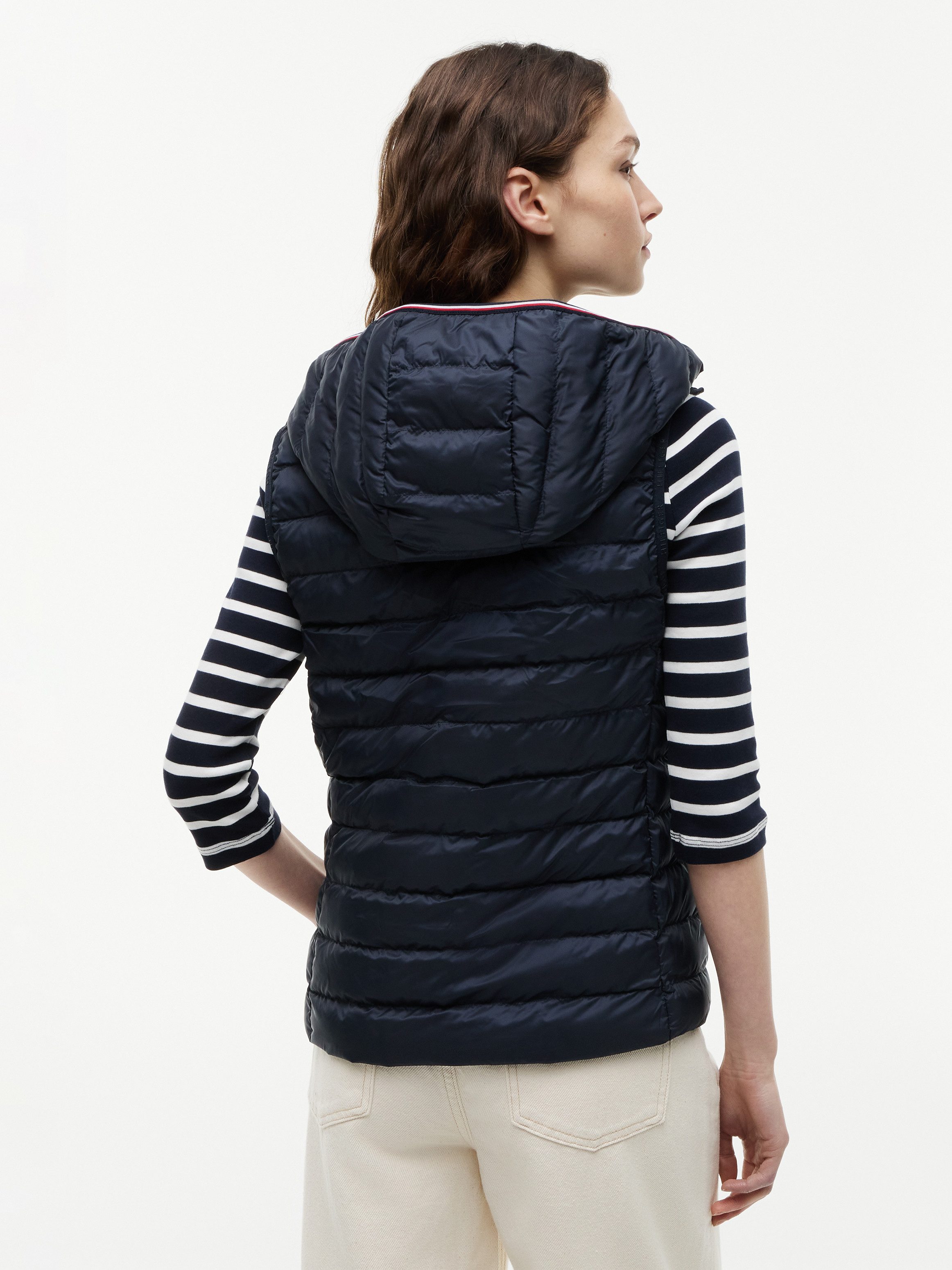 Tommy Hilfiger Steppweste LW PADDED GLOBAL STRIPE VEST (Global Serie TH WOMEN) abnehmbare Kapuze, Übergangsweste