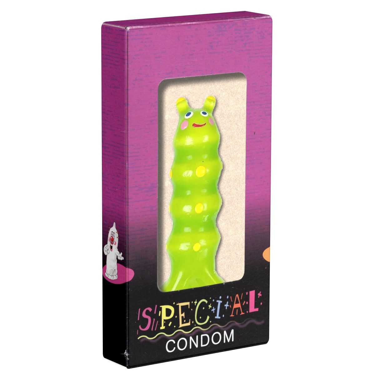 ERCO Kondome Scherzkondom XL Wurm, 1 St., handbemalter Scherzartikel in XL-Größe