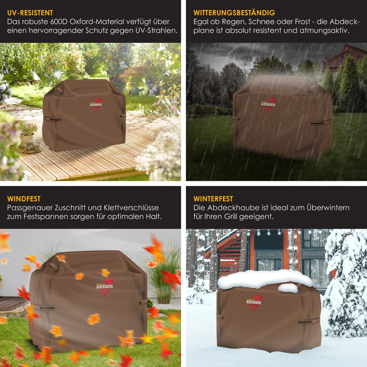 KESSER Grill-Schutzhülle, Premium BBQ Grillabdeckung Gasgrill Grillhaube Abdeckung Wet