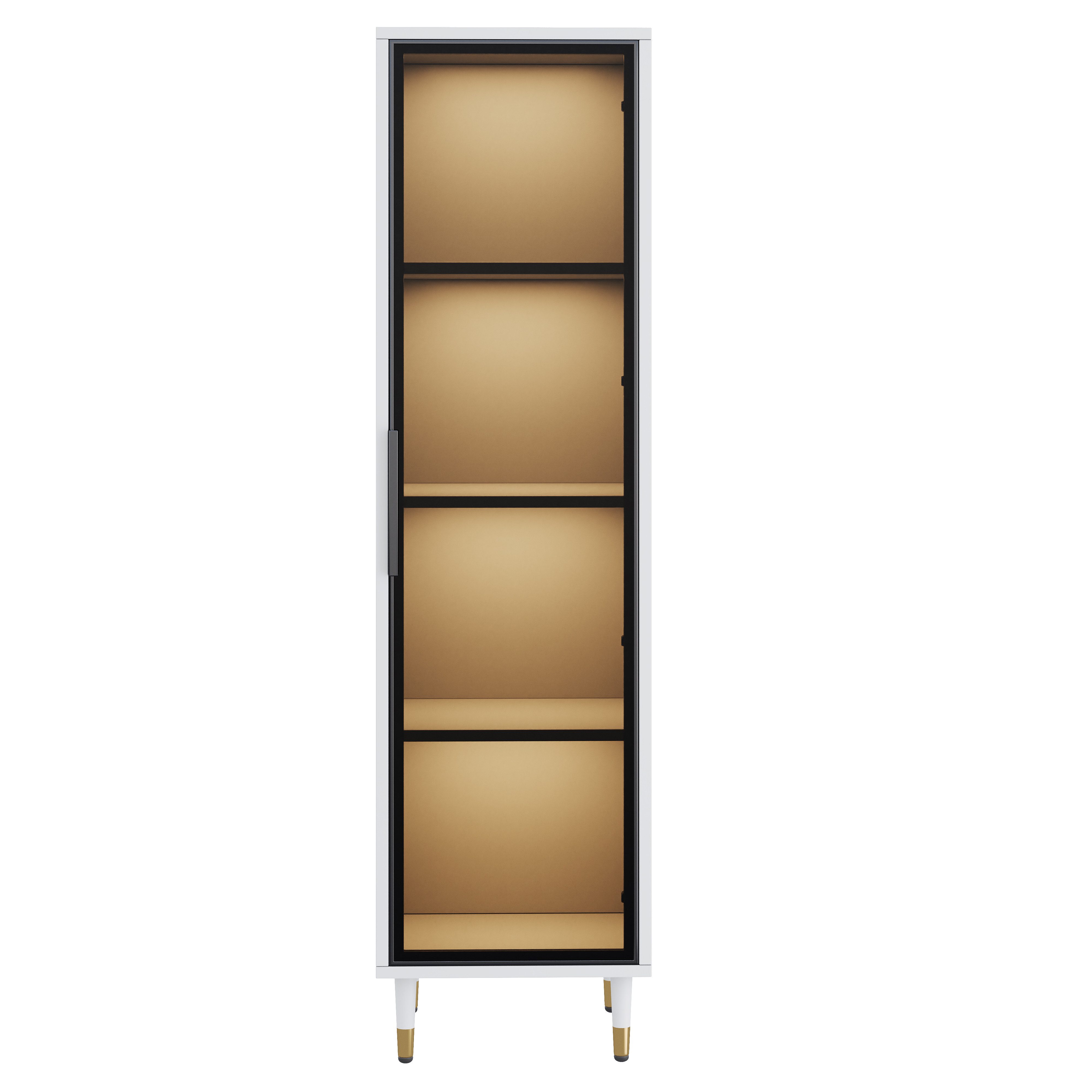 Fine Life Pro Standvitrine LED-Glasvitrine 40×40×170 cm – Weiß mit getöntem Glas & Farbwechsel