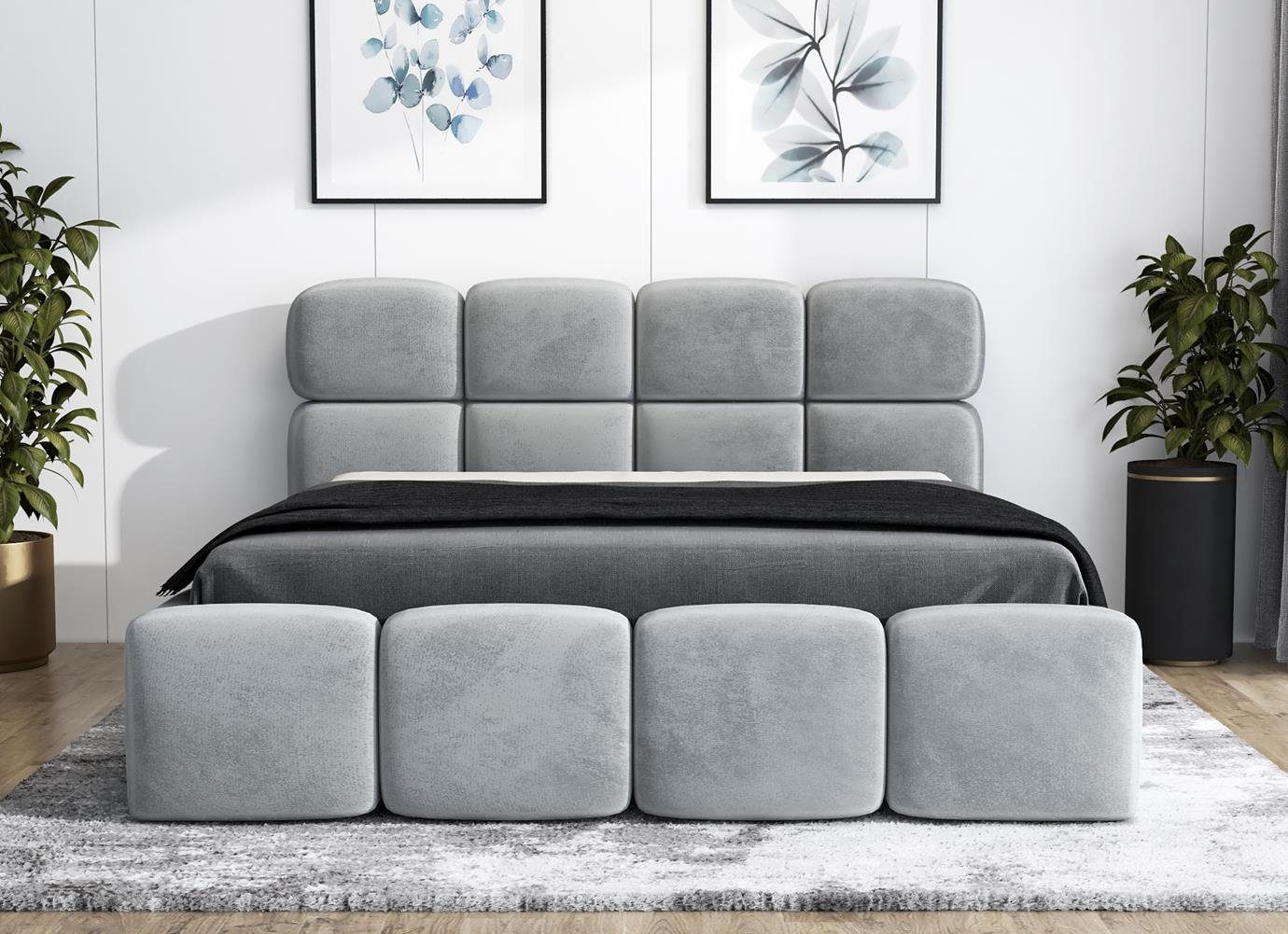 A&J MöbelLand GmbH Polsterbett MONAKO mit Matratze, Lattenrost und Bettkast günstig online kaufen