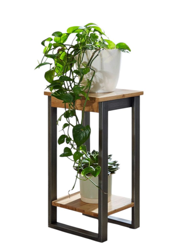 Main Möbel Blumentisch Blumensäule 30x60 cm "Taipeh" Eiche & Metall gebürstet