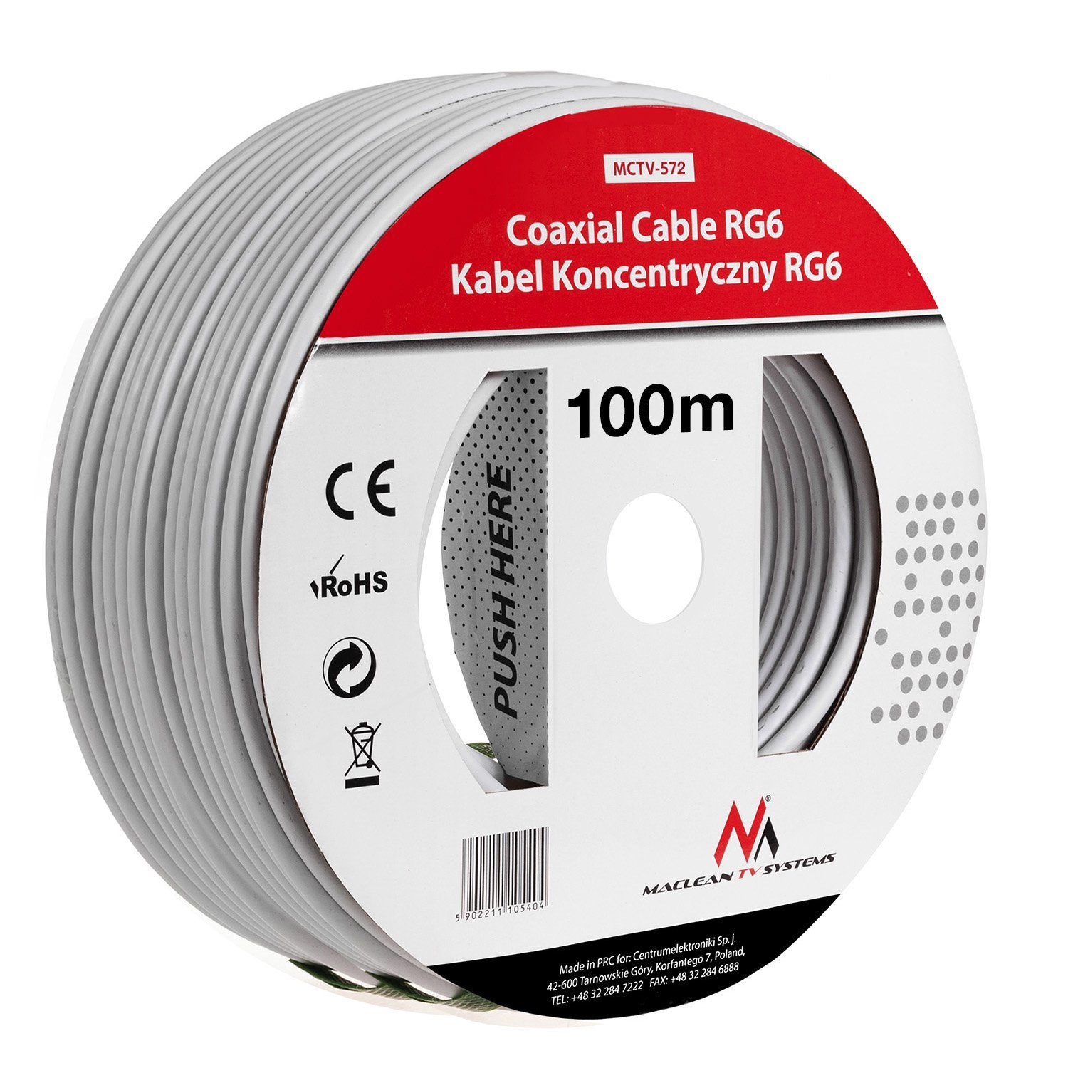 Maclean MCTV-572 SAT-Kabel, (10000 cm), SAT-Antennenkabel 100m